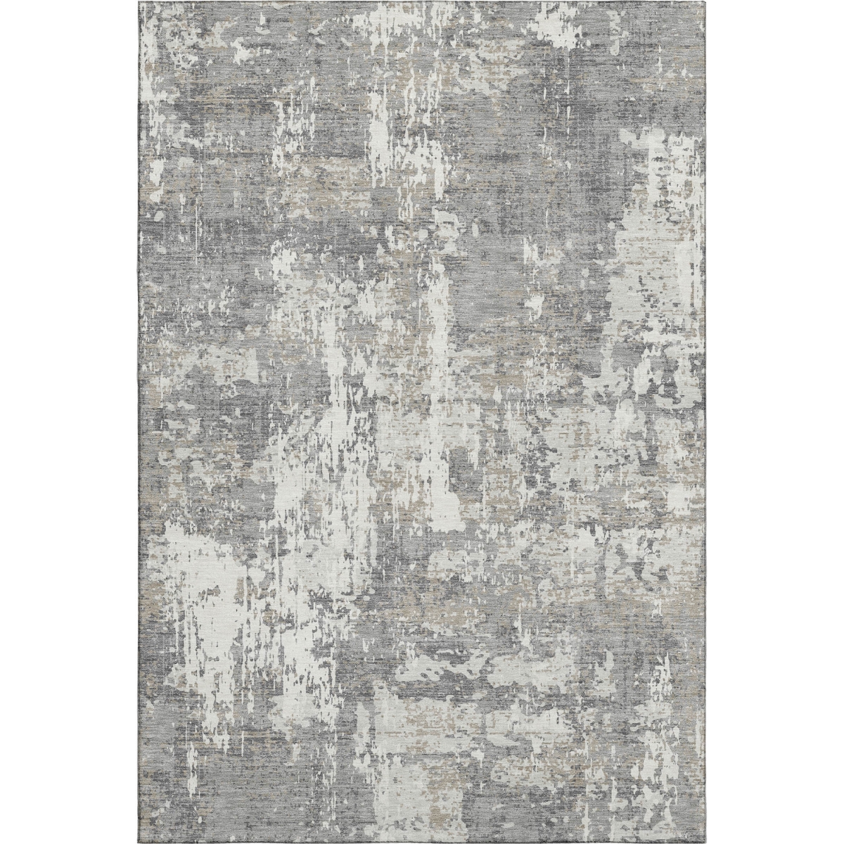 679132 10 x 14 ft. Gray & Ivory Abstract Transitional Washable Machine Made Rectangle Area Rug with UV Protection