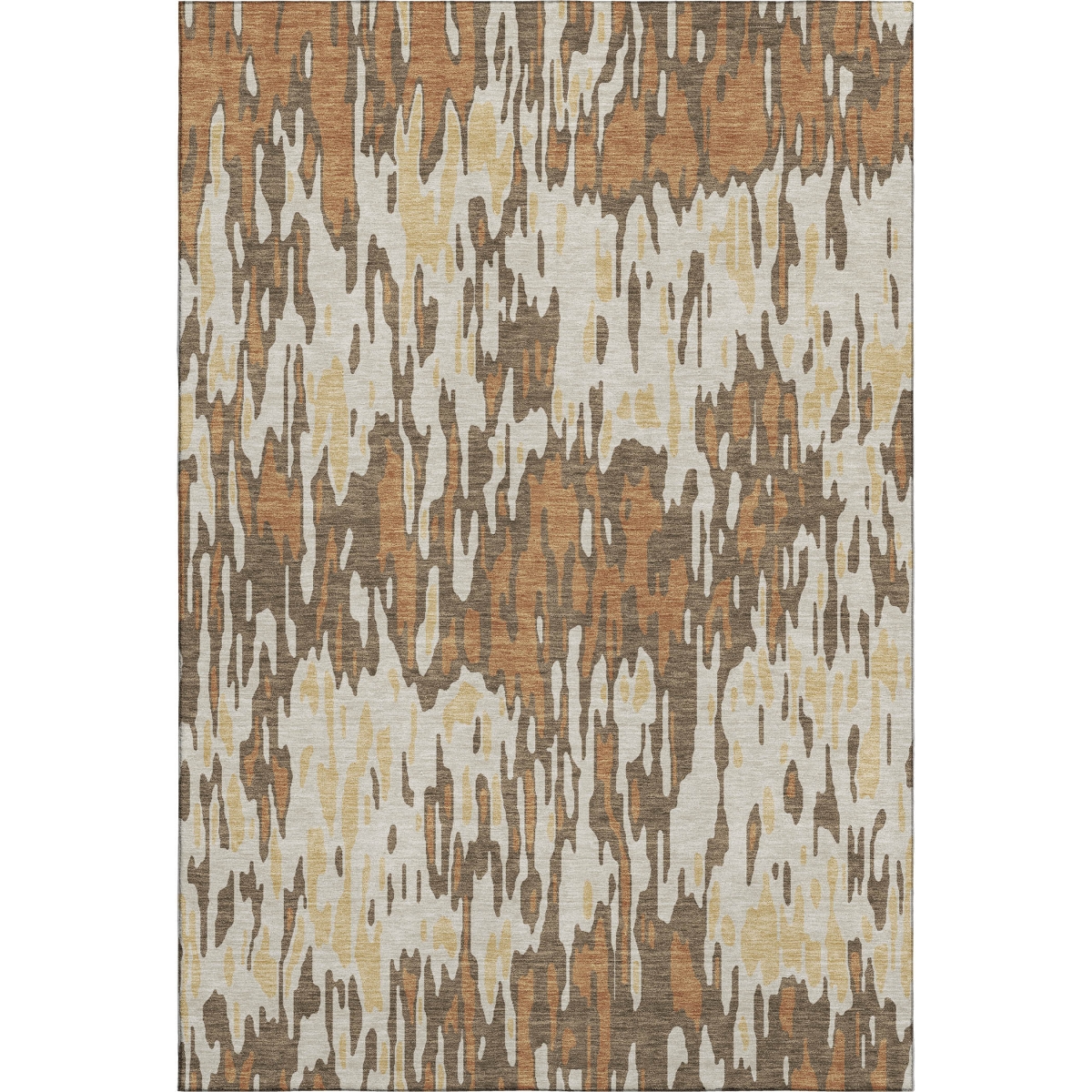 677800 9 x 12 ft. Copper Ivory & Brown Striped Washable Machine Made Rectangle Area Rug with UV Protection