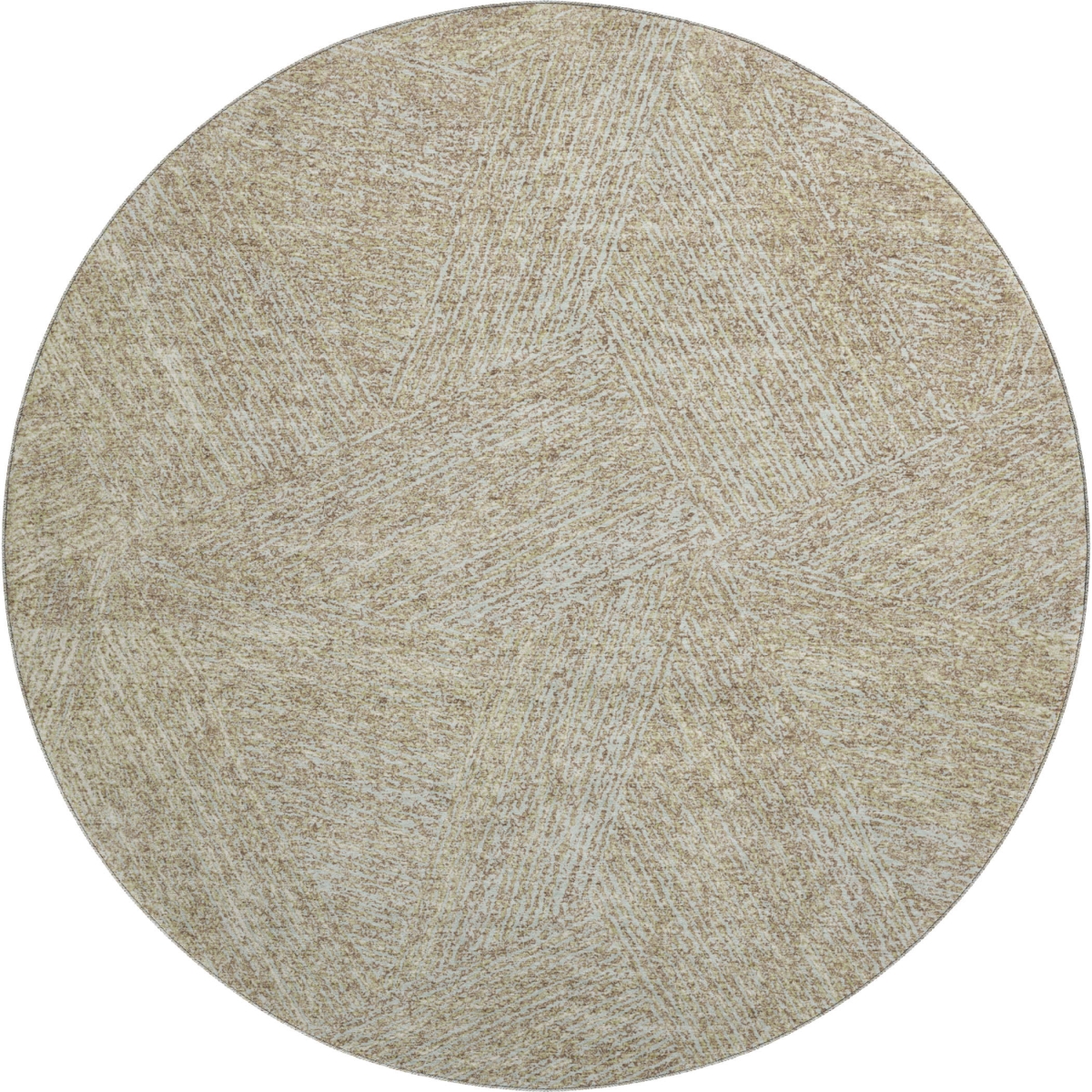 678182 8 ft. Beige & Ivory Abstract Transitional Washable Round Area Rug with UV Protection