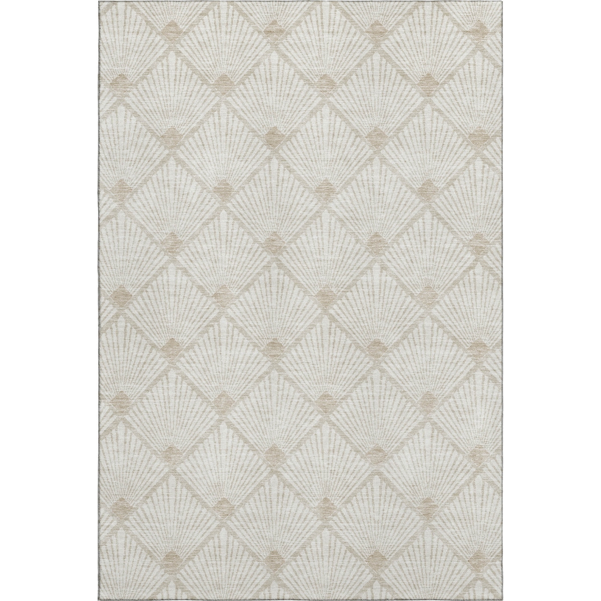 672695 10 x 14 ft. Ivory & Beige Abstract Geometric Transitional Washable Machine Made Rectangle Area Rug with UV Protection