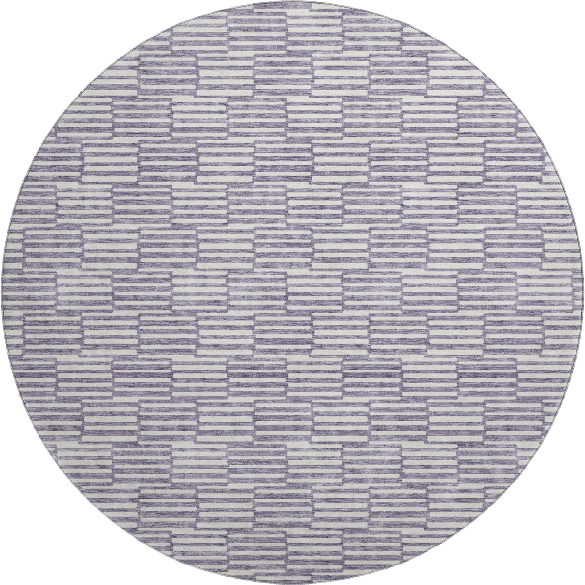 672992 8 ft. Lilac & Ivory Abstract Geometric Washable Round Area Rug with UV Protection