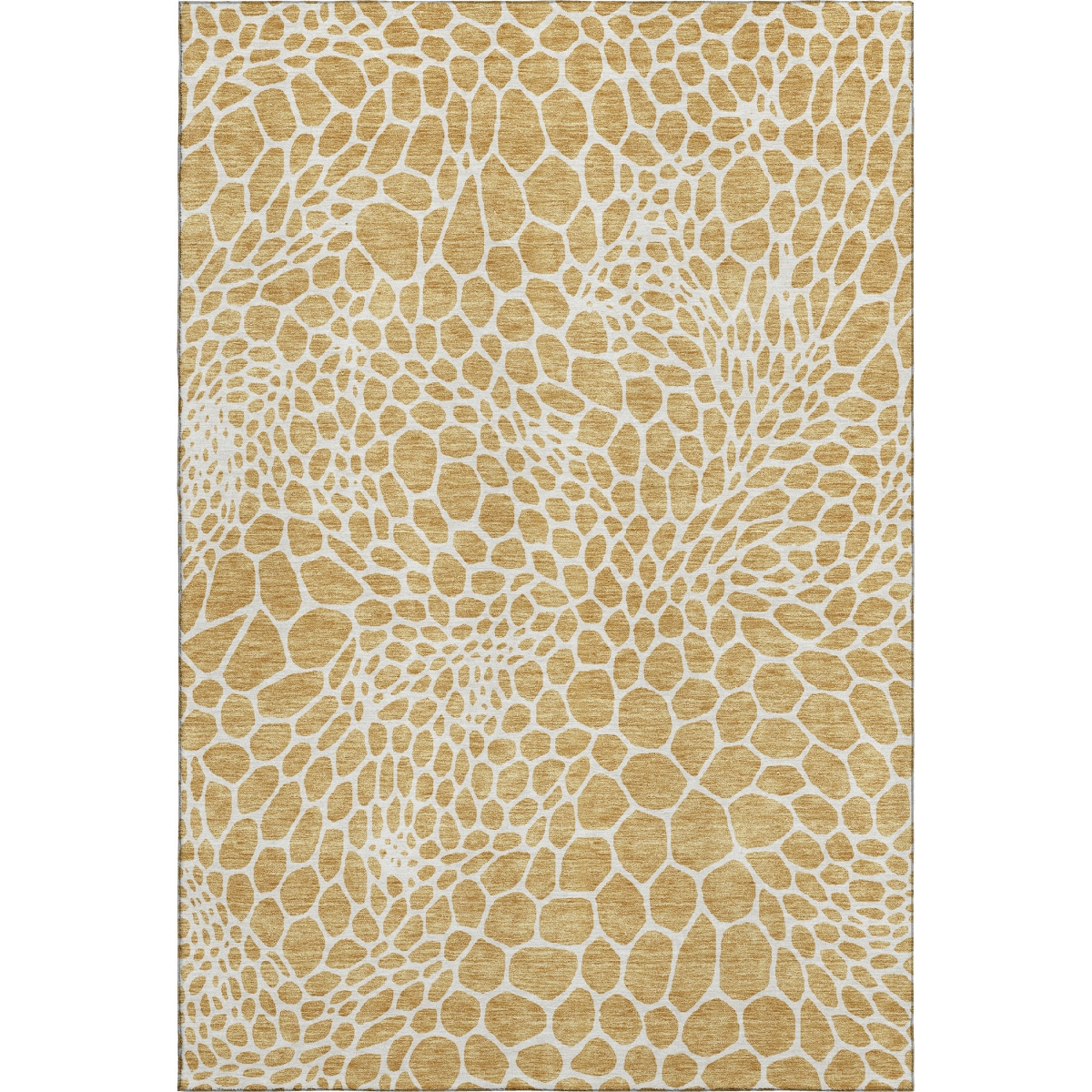 673045 5 x 8 ft. Gold & Ivory Geometric Transitional Washable Machine Made Rectangle Area Rug with UV Protection