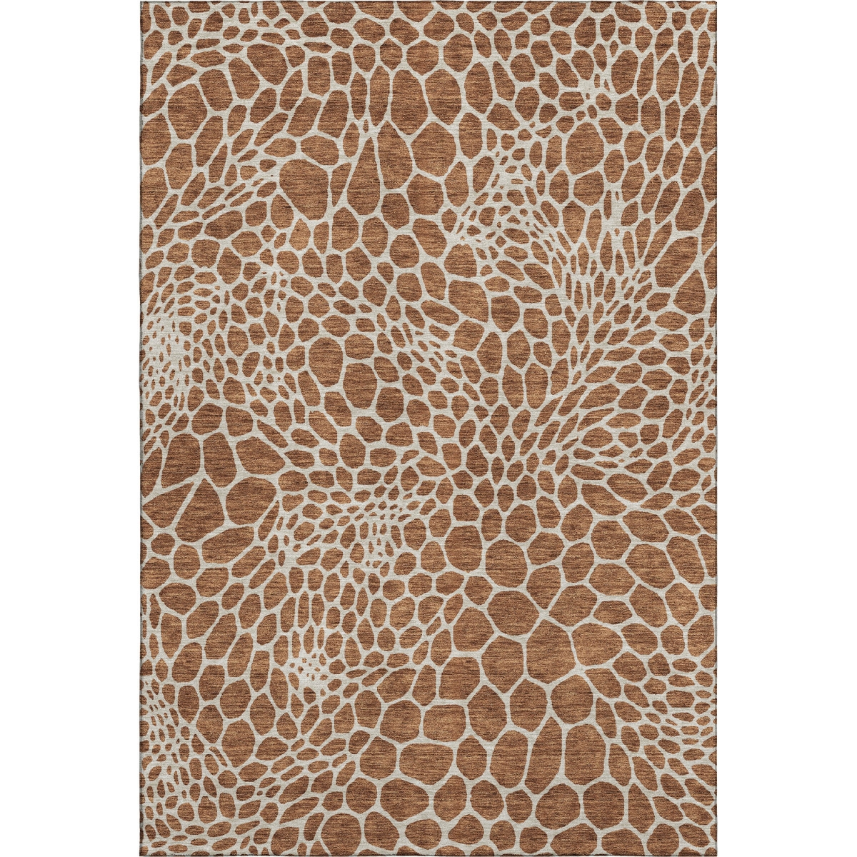 673085 10 x 14 ft. Rust & Ivory Geometric Transitional Washable Machine Made Rectangle Area Rug with UV Protection