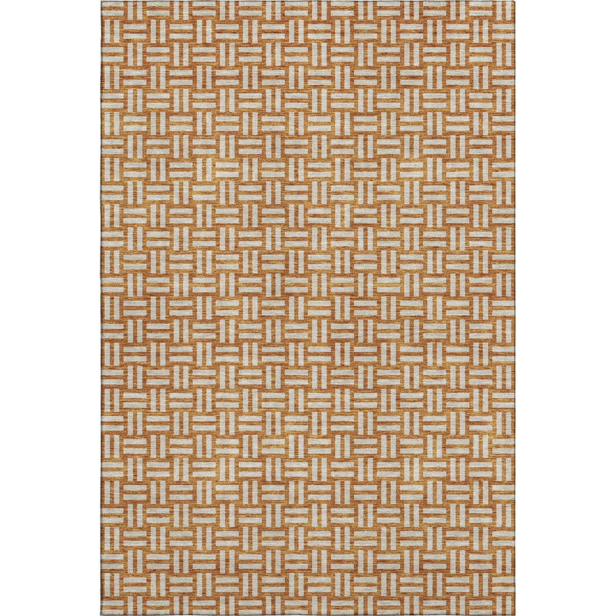 673596 9 x 12 ft. Terra Cotta & Beige Abstract Geometric Transitional Washable Machine Made Rectangle Area Rug with UV Protection