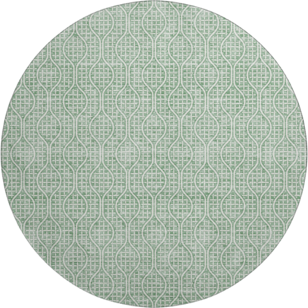 673654 8 ft. Sage & Ivory Geometric Transitional Washable Round Area Rug with UV Protection