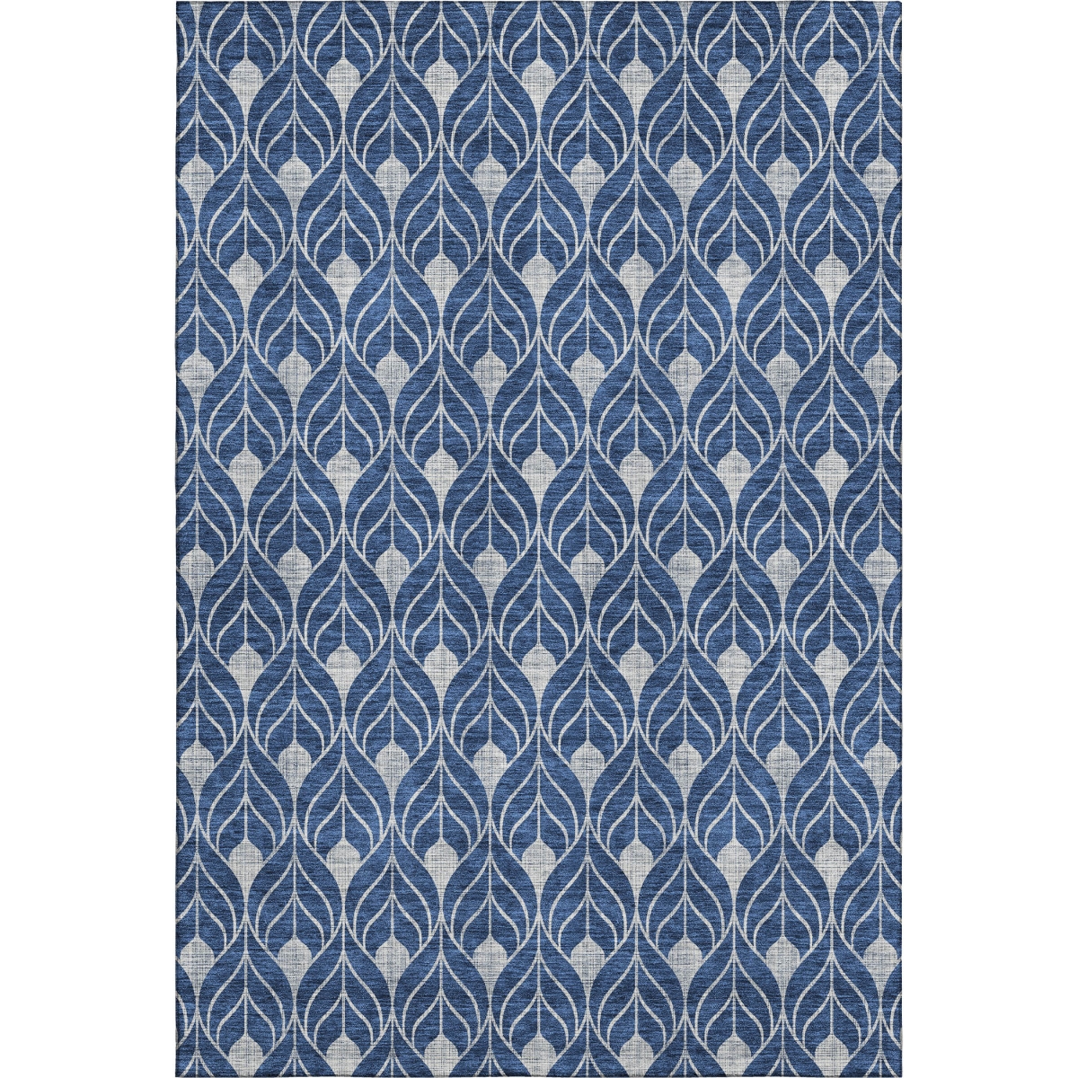 673735 10 x 14 ft. Navy Blue & Gray Geometric Washable Machine Made Rectangle Area Rug with UV Protection