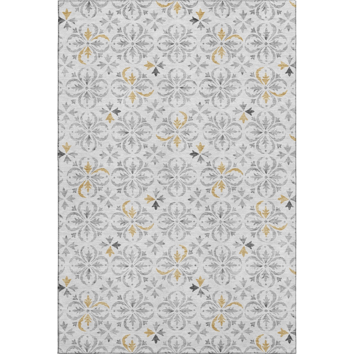673968 9 x 12 ft. Silver & Gray Floral Transitional Washable Machine Made Rectangle Area Rug with UV Protection