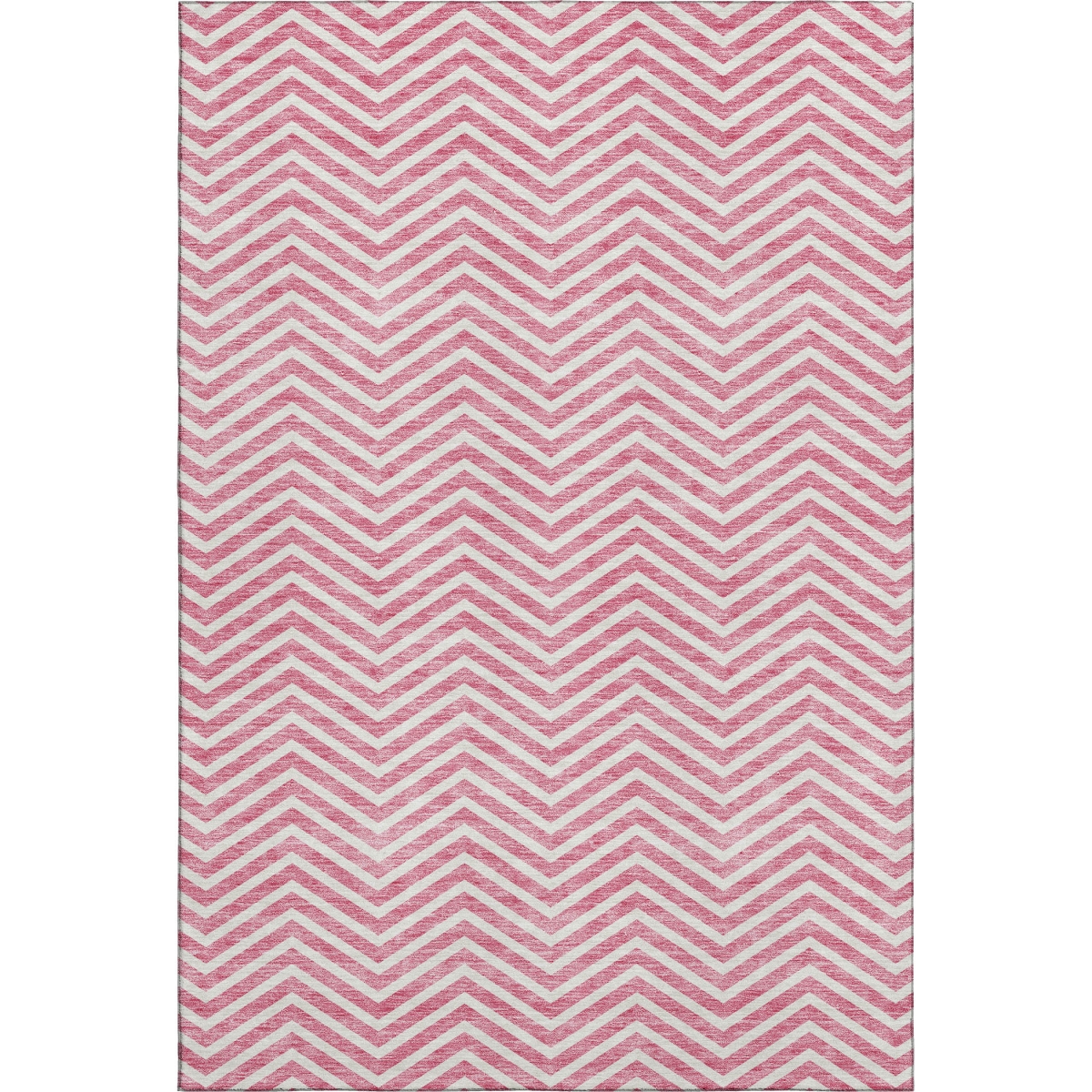 674268 9 x 12 ft. Pink & Ivory Chevron Transitional Washable Machine Made Rectangle Area Rug with UV Protection