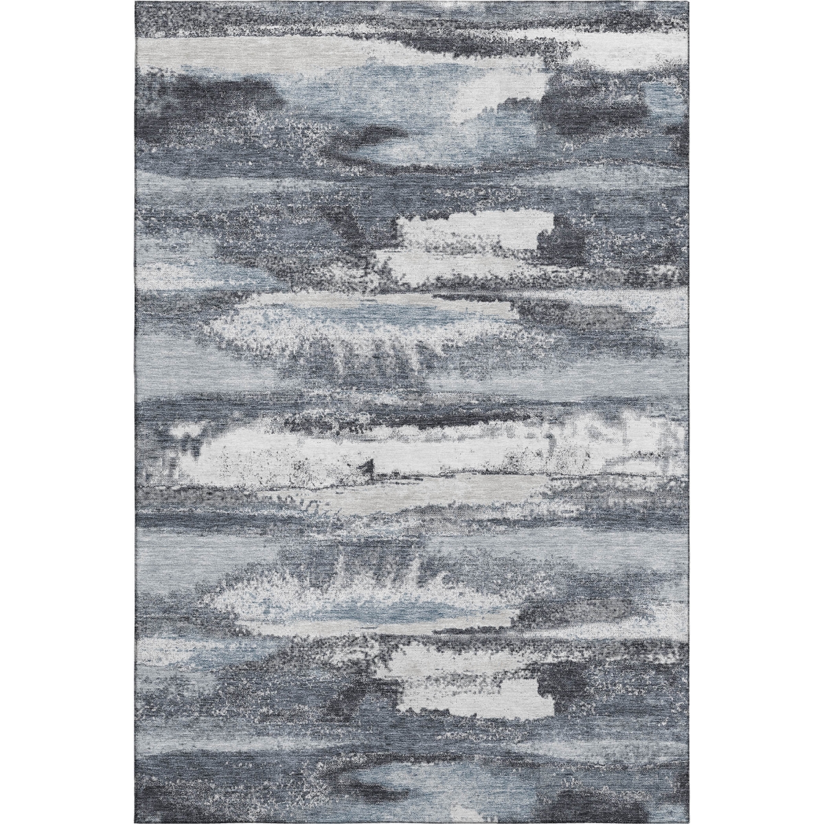 675008 5 x 8 ft. Gray & Ivory Abstract Transitional Washable Machine Made Rectangle Area Rug with UV Protection