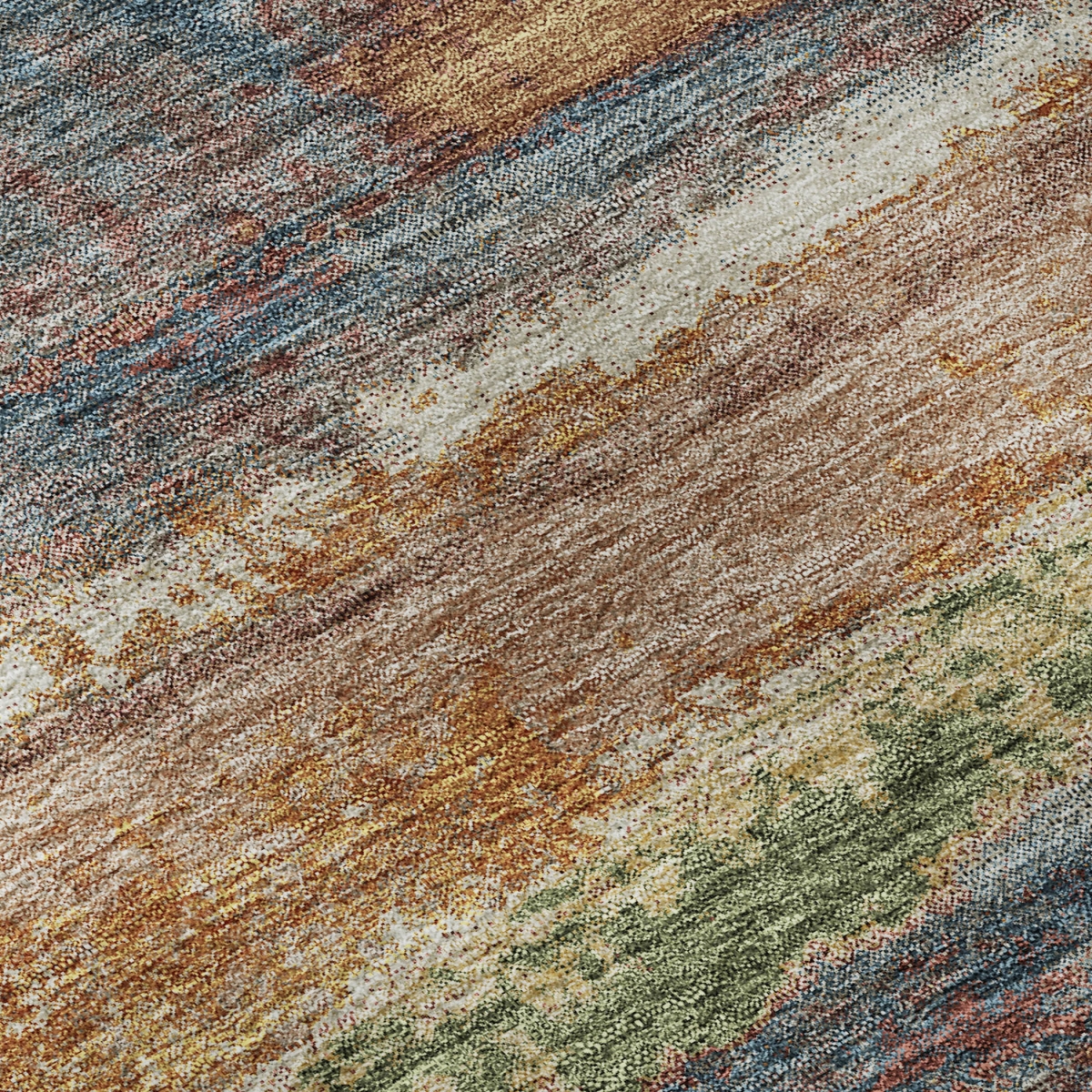 675041 9 x 12 ft. Rust Green & Gold Abstract Washable Machine Made Rectangle Area Rug with UV Protection