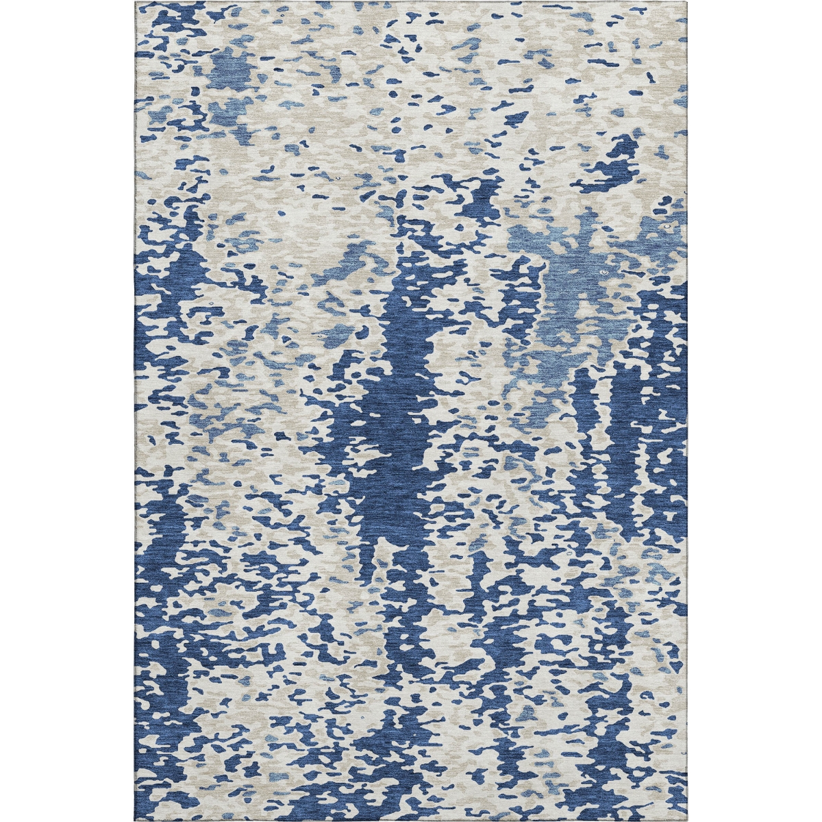 675131 9 x 12 ft. Navy Blue & Ivory Abstract Transitional Washable Machine Made Rectangle Area Rug with UV Protection
