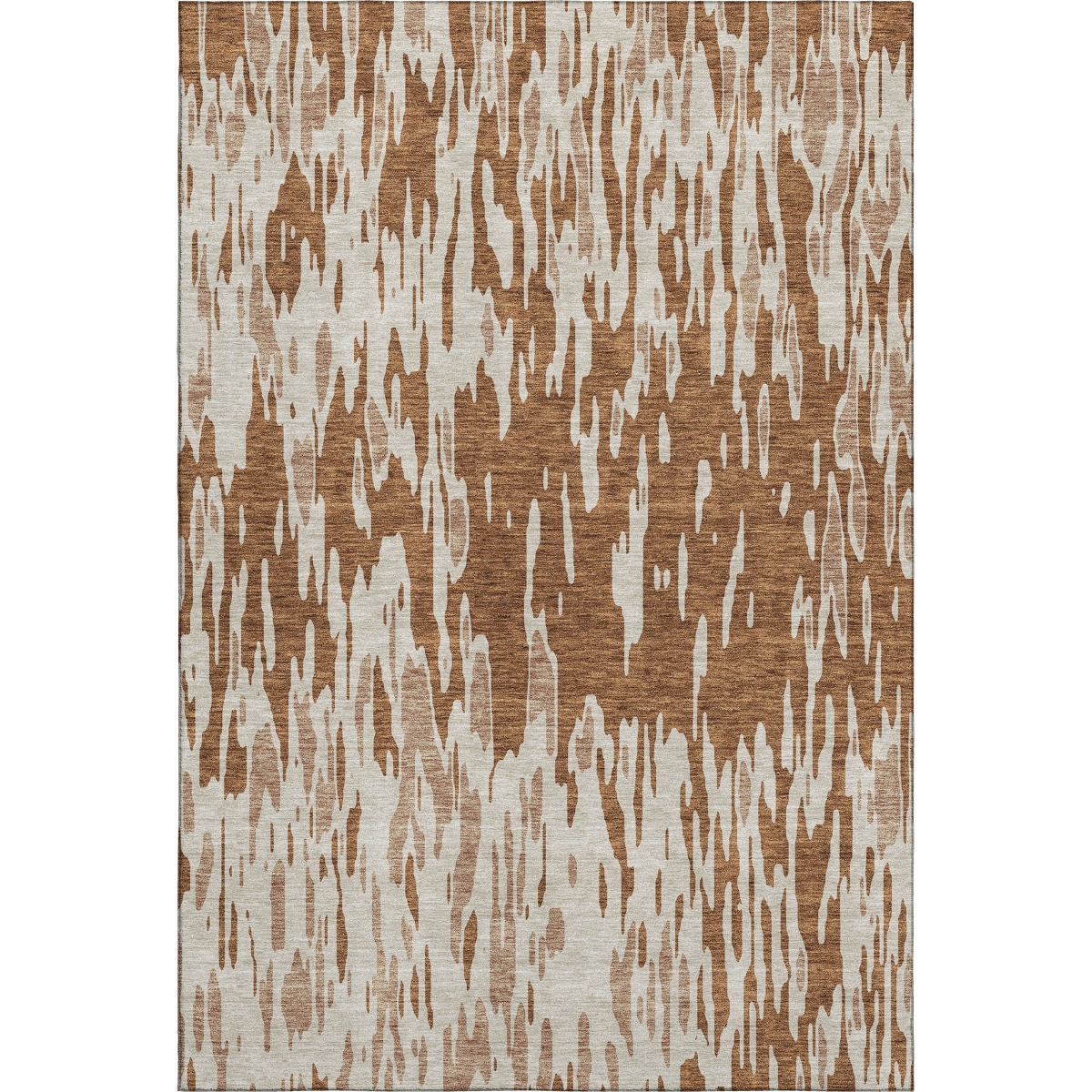 675188 5 x 8 ft. Rust & Ivory Abstract Transitional Washable Machine Made Rectangle Area Rug with UV Protection