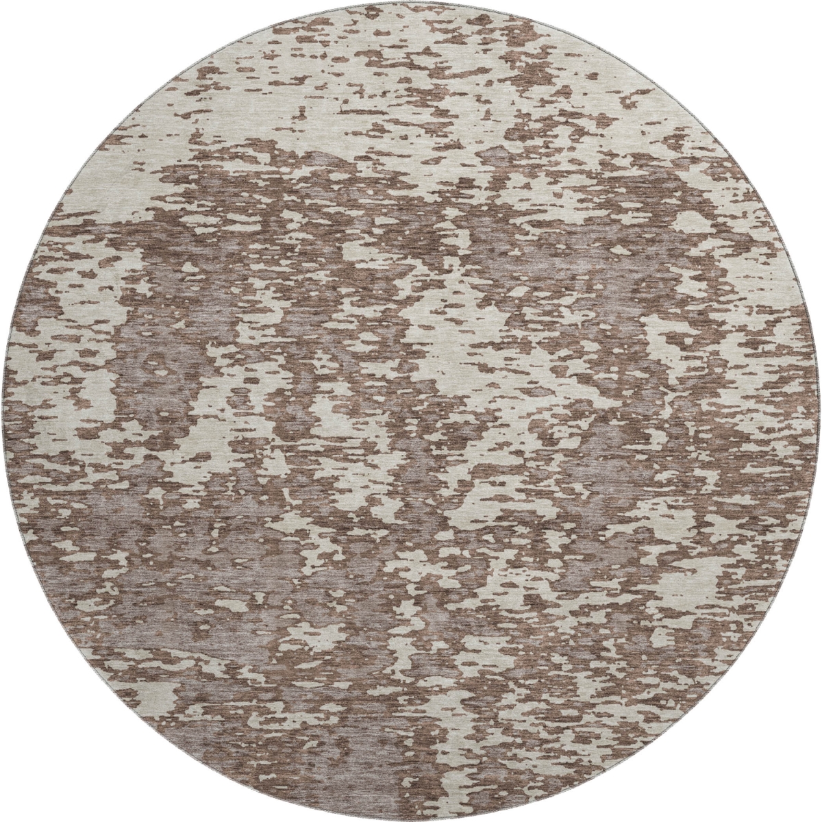 675225 8 ft. Brown & Beige Abstract Transitional Washable Round Area Rug with UV Protection