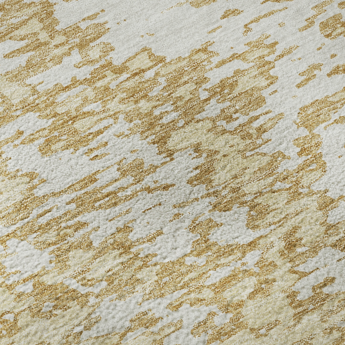 675240 10 x 14 ft. Gold & Ivory Abstract Transitional Washable Machine Made Rectangle Area Rug with UV Protection