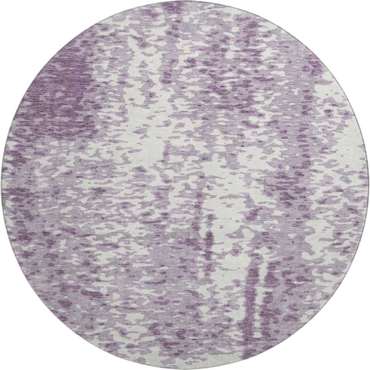 675459 8 ft. Lavender & Ivory Abstract Transitional Washable Round Area Rug with UV Protection