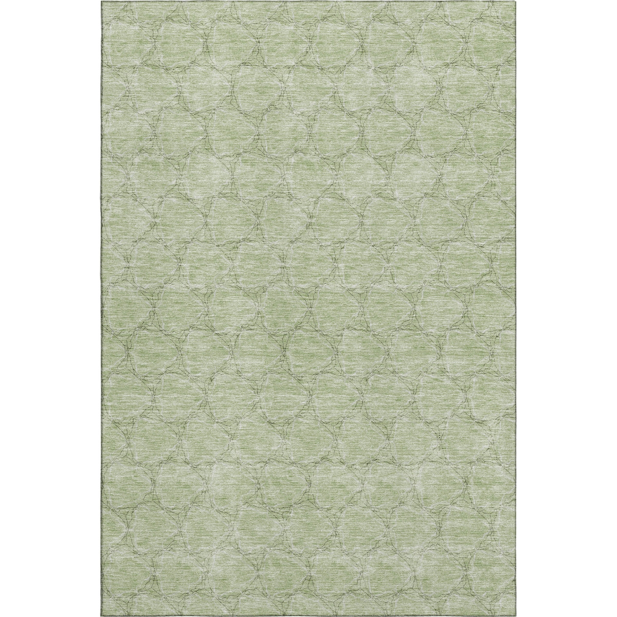 676028 5 x 8 ft. Artichoke Green & Ivory Geometric Transitional Washable Machine Made Rectangle Area Rug with UV Protection