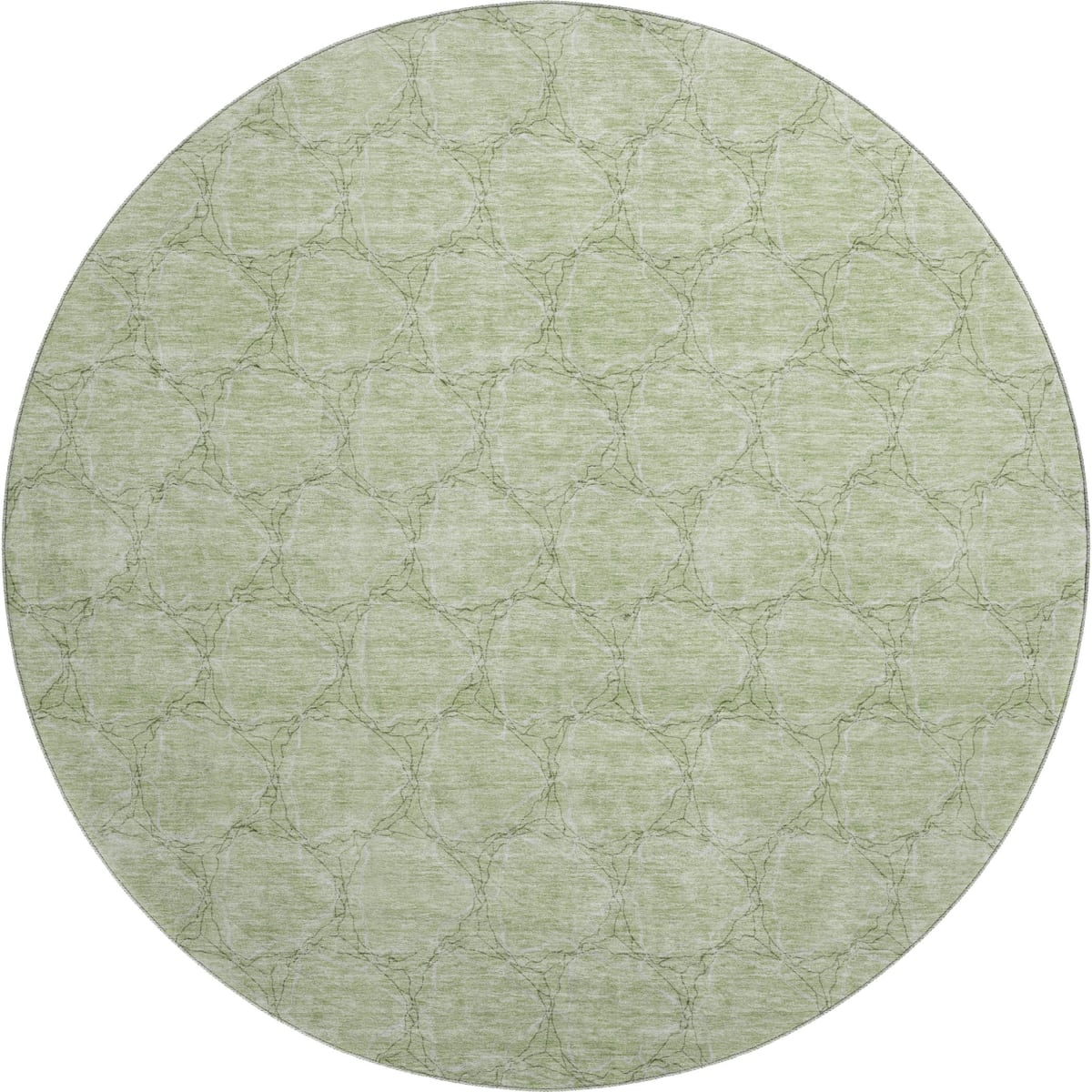 676029 8 ft. Artichoke Green & Ivory Geometric Transitional Washable Round Area Rug with UV Protection
