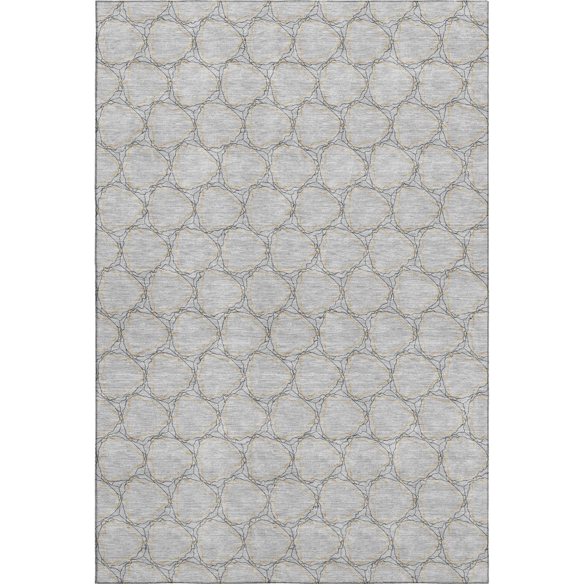 676049 9 x 12 ft. Gray & Gold Geometric Washable Machine Made Rectangle Area Rug with UV Protection