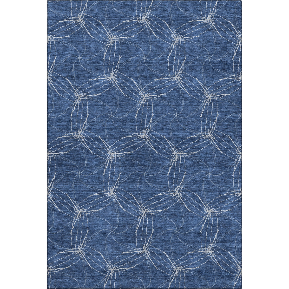 676584 10 x 14 ft. Navy Blue & Ivory Geometric Transitional Washable Machine Made Rectangle Area Rug with UV Protection
