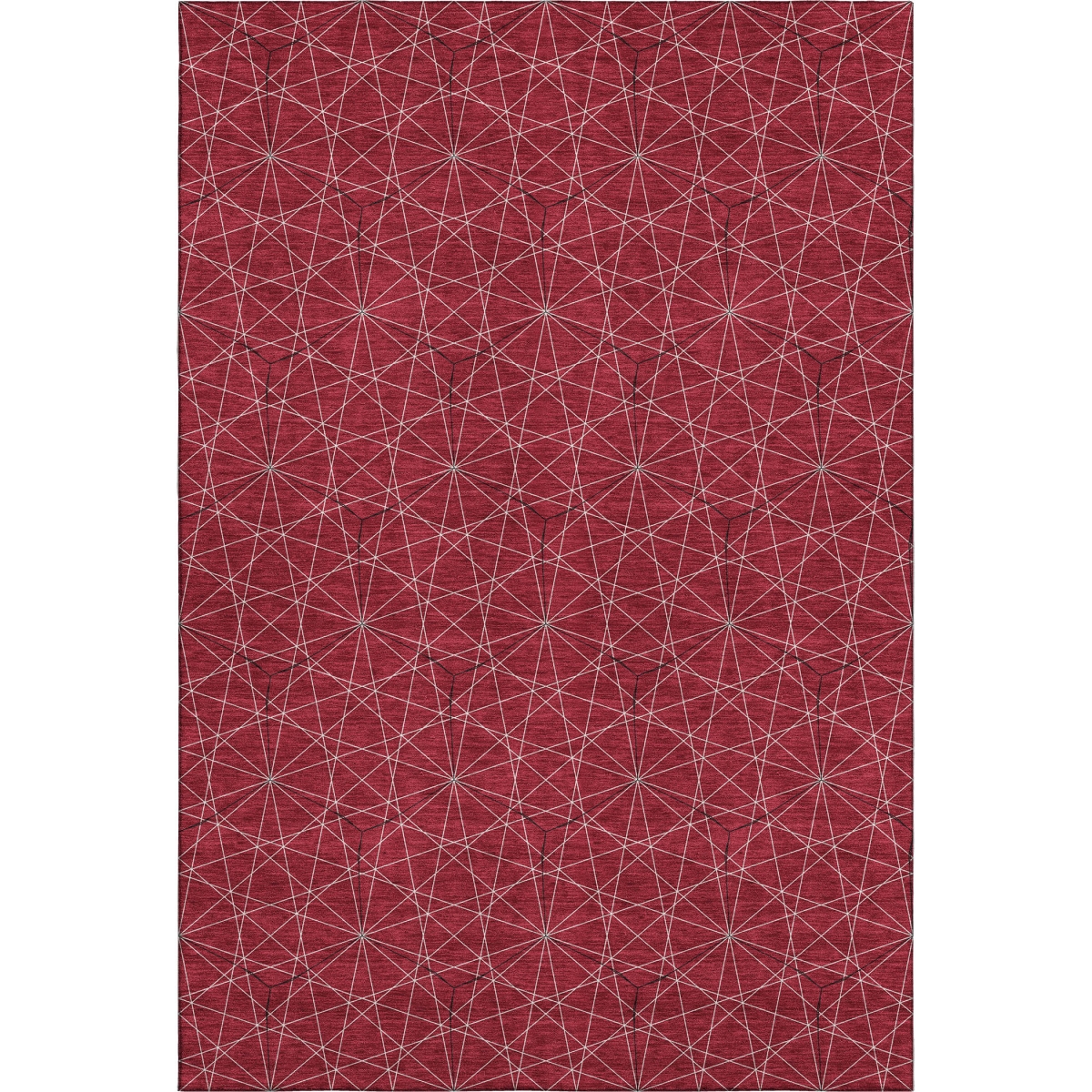 677893 5 x 8 ft. Red & Ivory Geometric Transitional Washable Machine Made Rectangle Area Rug with UV Protection