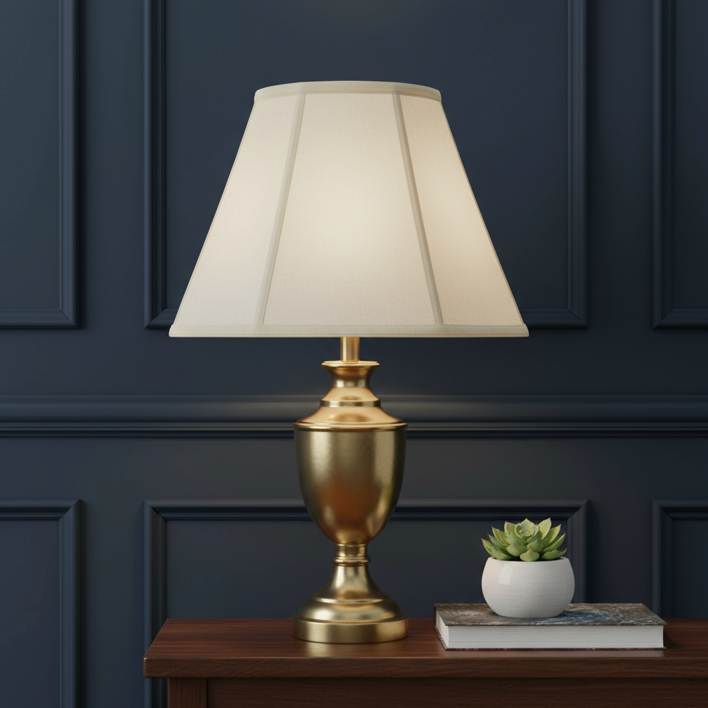 654729 Linen Piped Empire Lamp Shade, Eggshell