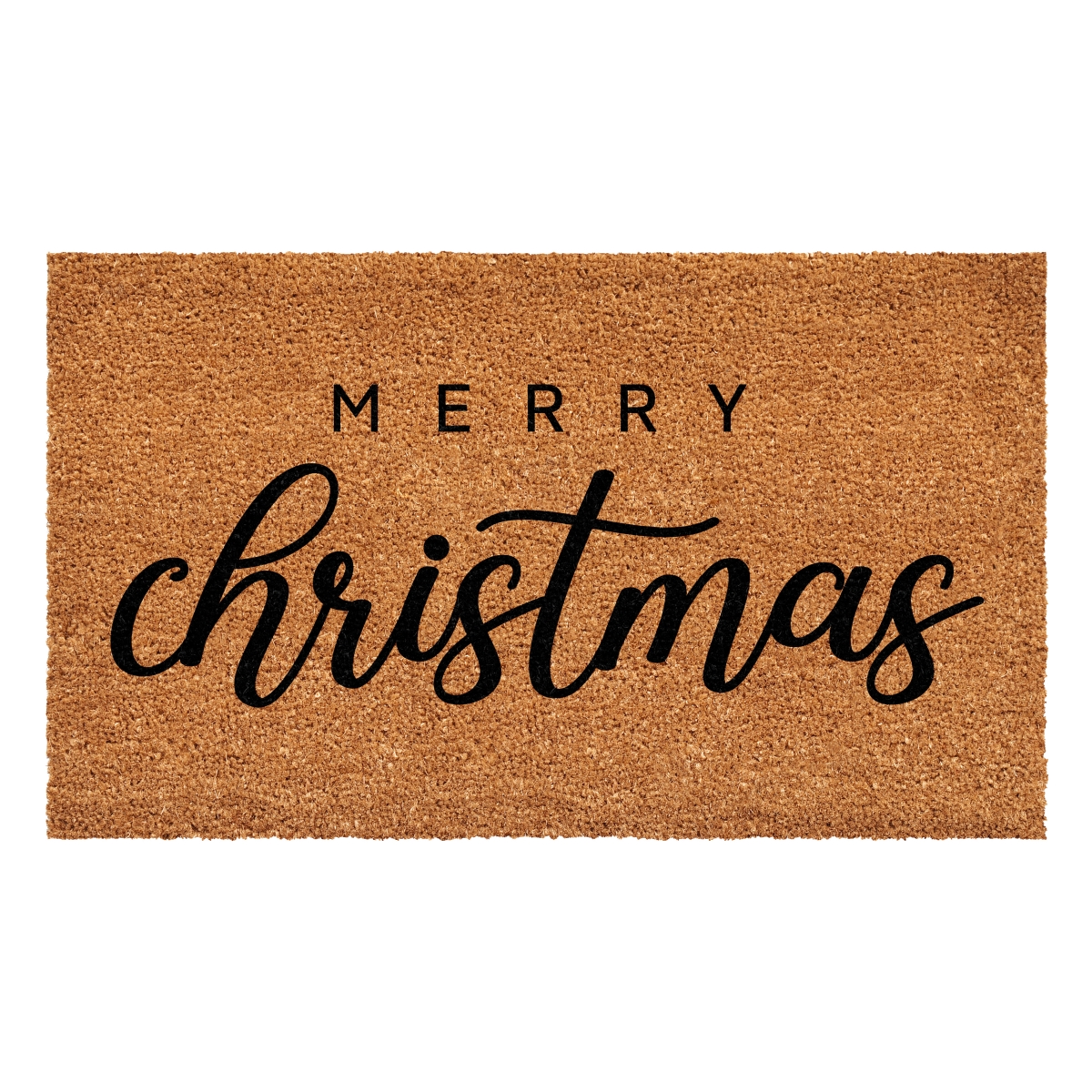 654445 24 x 36 x 0.60 in. Brown & Black Merry Christmas Outdoor Coir Door Mat