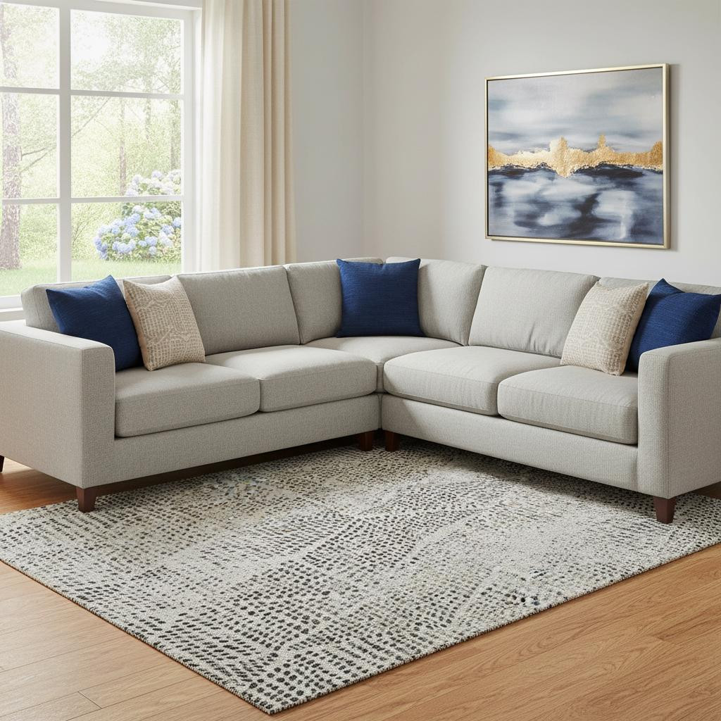 650578 10 x 14 ft. Gray & Black Diamond Washable Machine Made Rectangle Area Rug with UV Protection