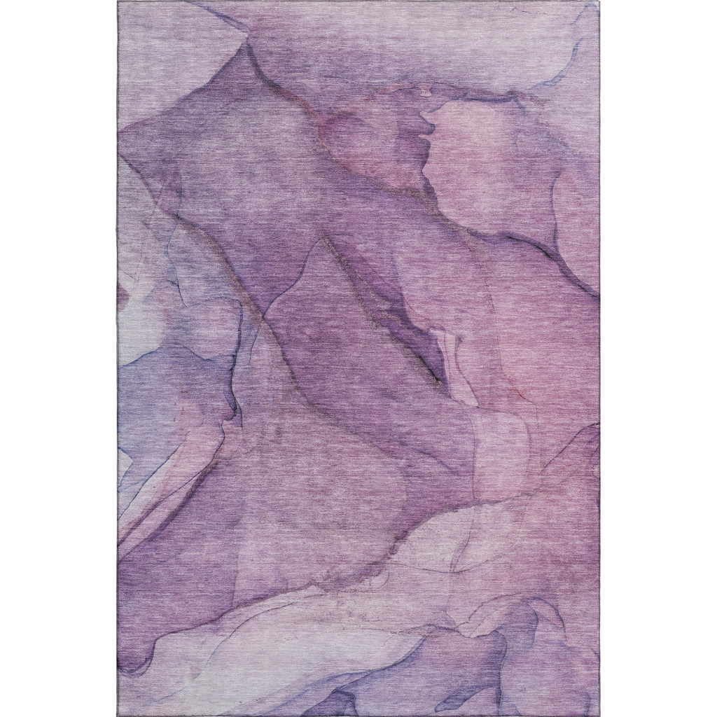651110 8 x 10 ft. Purple & Ivory Abstract Transitional Washable Machine Made Rectangle Area Rug with UV Protection