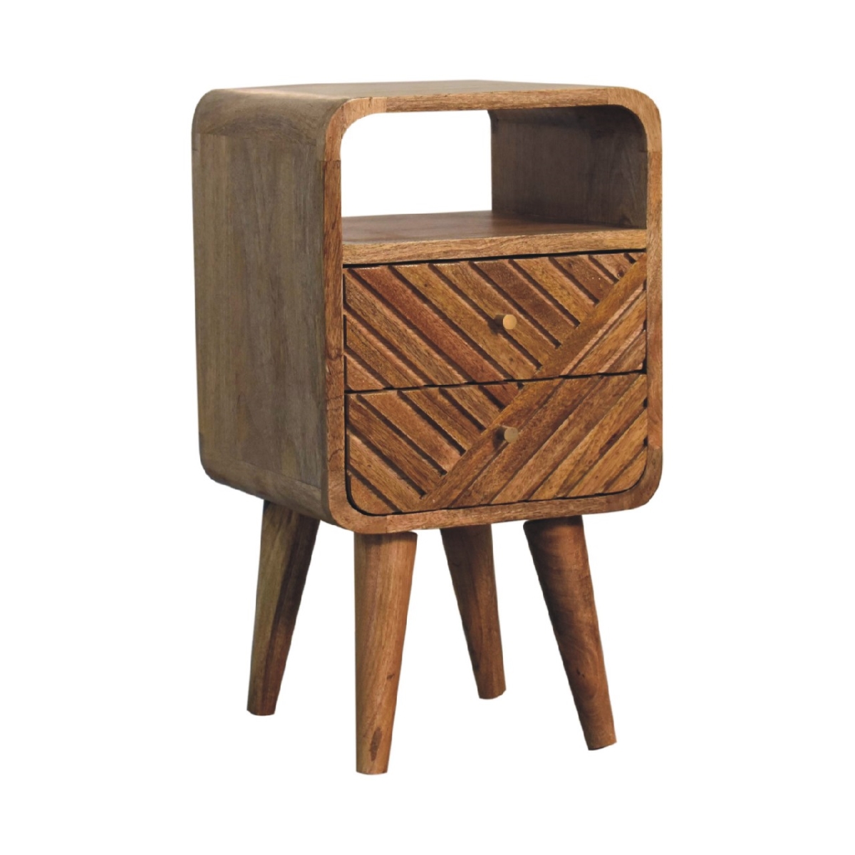 651581 22 in. Solid Wood Square Two Drawer Nightstand - Brown