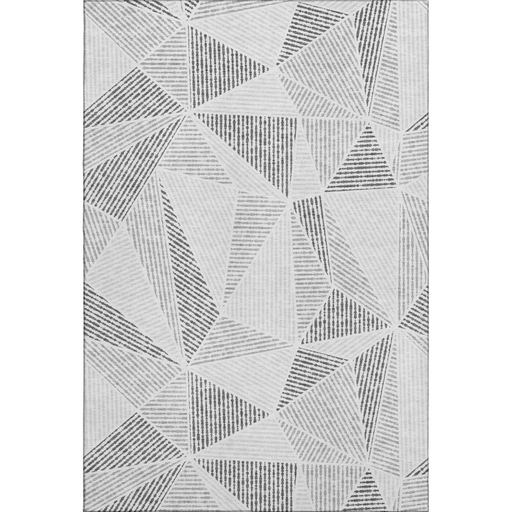 651957 8 x 10 ft. Gray & Silver Geometric Transitional Washable Machine Made Rectangle Area Rug with UV Protection