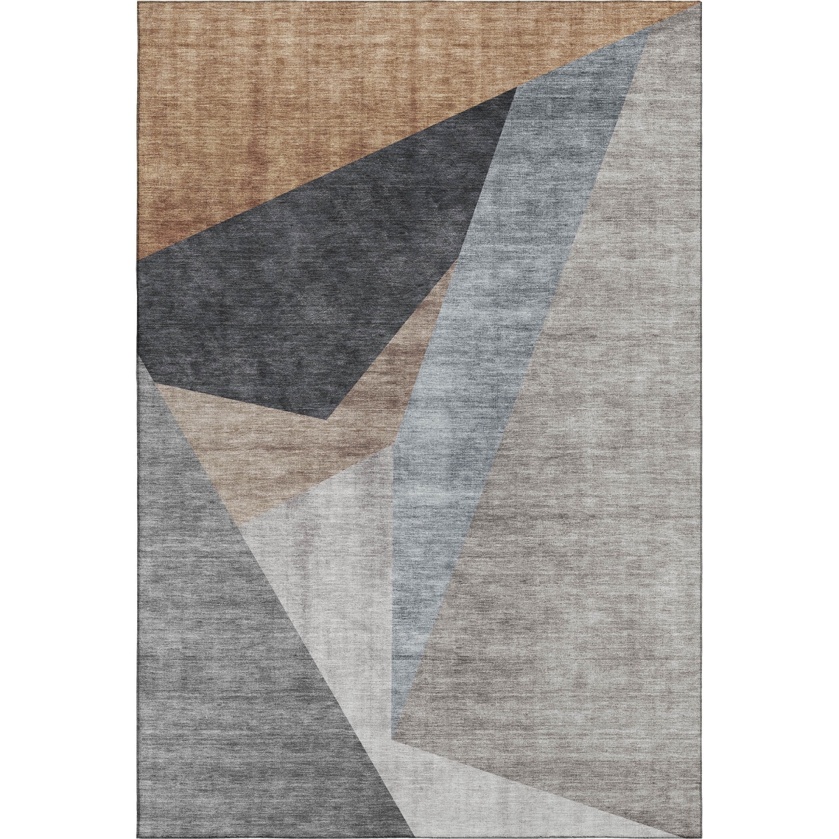 657468 3 x 5 ft. Taupe Blue & Beige Geometric Washable Machine Made Rectangle Area Rug with UV Protection