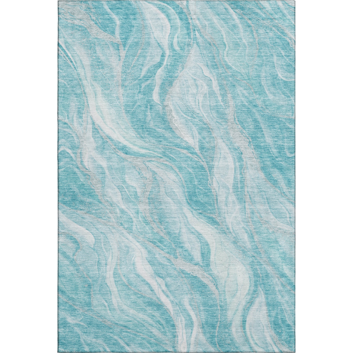 657594 3 x 5 ft. Teal & Ivory Abstract Transitional Washable Machine Made Rectangle Area Rug with UV Protection