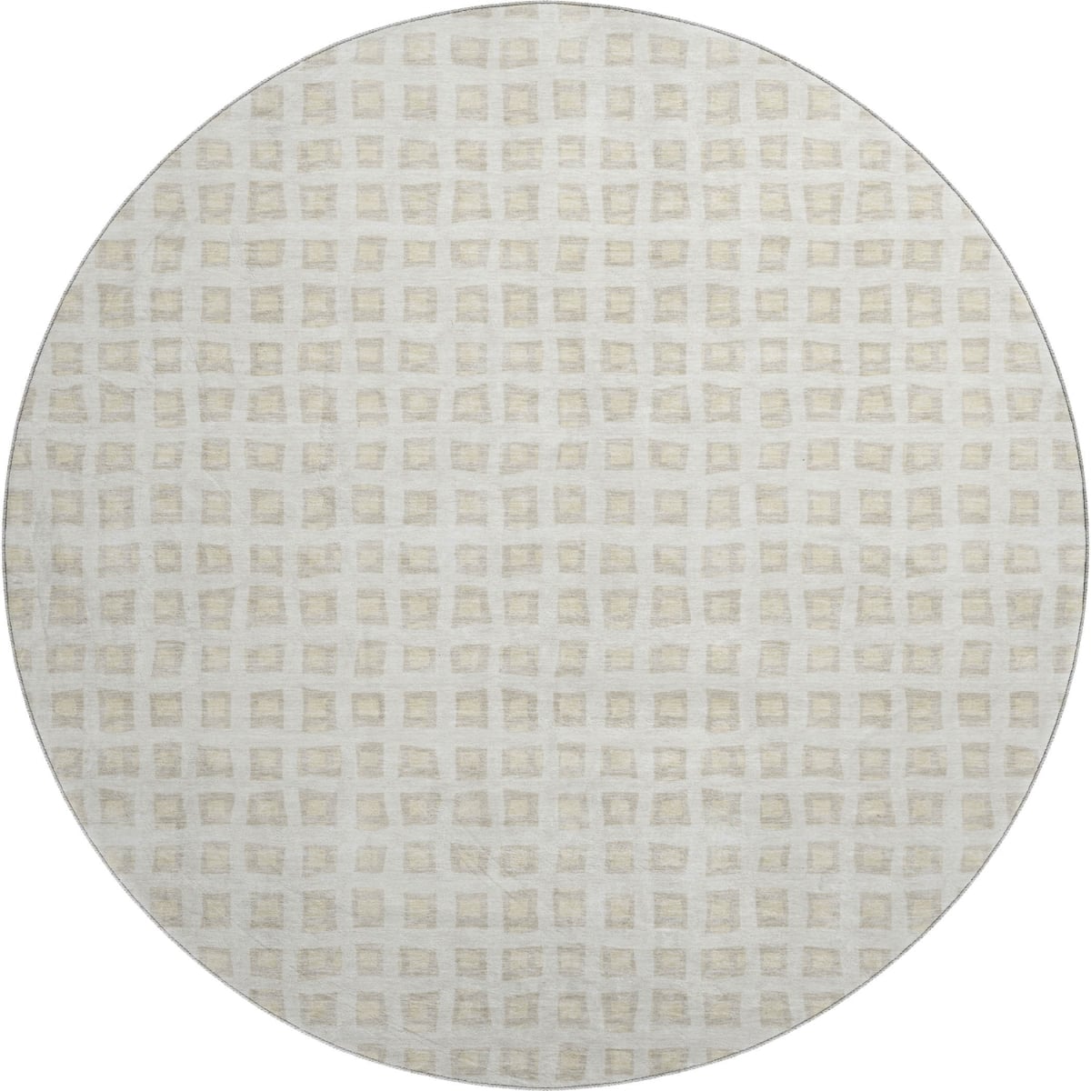 661524 8 ft. Ivory & Beige Geometric Transitional Washable Round Area Rug with UV Protection