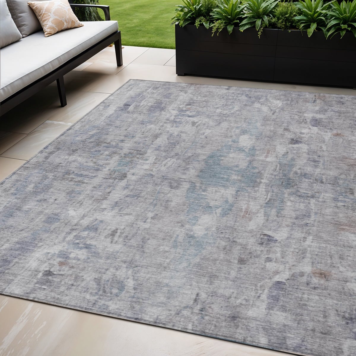 658742 5 x 8 ft. Taupe & Gray Abstract Washable Transitional Indoor & Outdoor Rectangle Area Rug