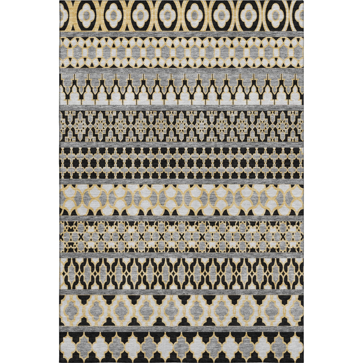661436 9 x 12 ft. Charcoal Ivory & Copper Ikat Washable Machine Made Rectangle Area Rug with UV Protection