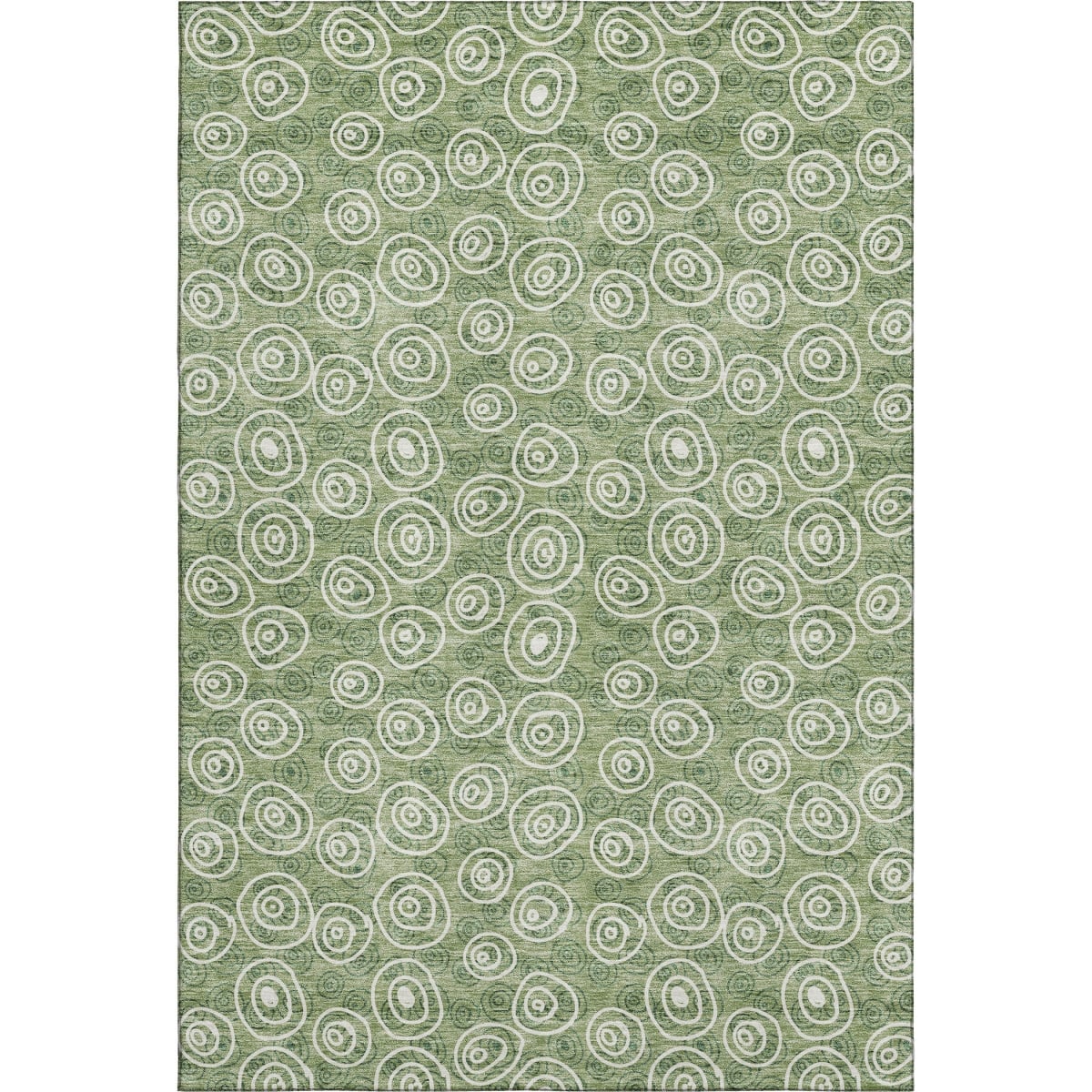661579 8 x 10 ft. Green & Ivory Polka Dot Transitional Washable Machine Made Rectangle Area Rug with UV Protection