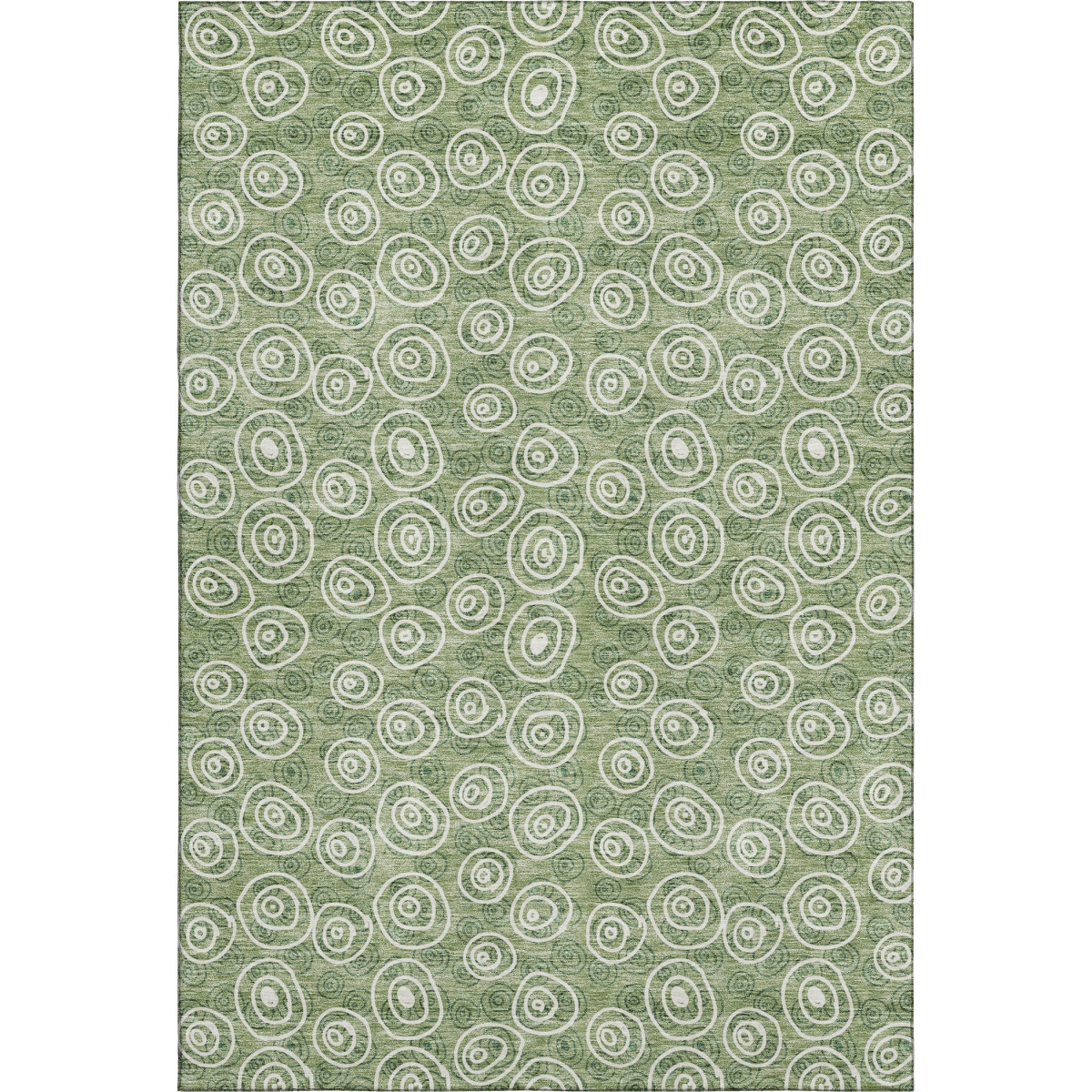 661580 9 x 12 ft. Green & Ivory Polka Dot Transitional Washable Machine Made Rectangle Area Rug with UV Protection
