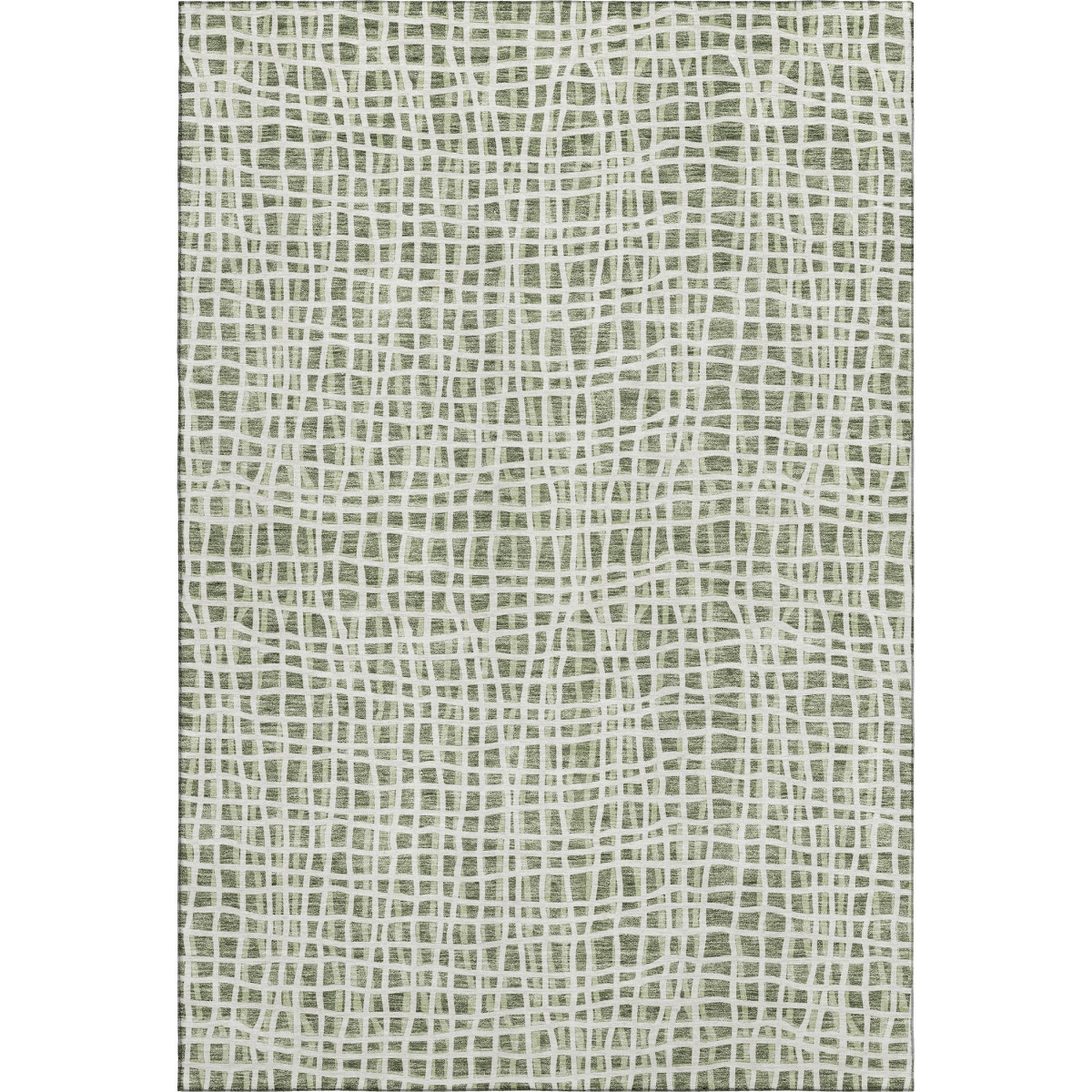661649 5 x 8 ft. Green & Ivory Striped Transitional Washable Machine Made Rectangle Area Rug with UV Protection
