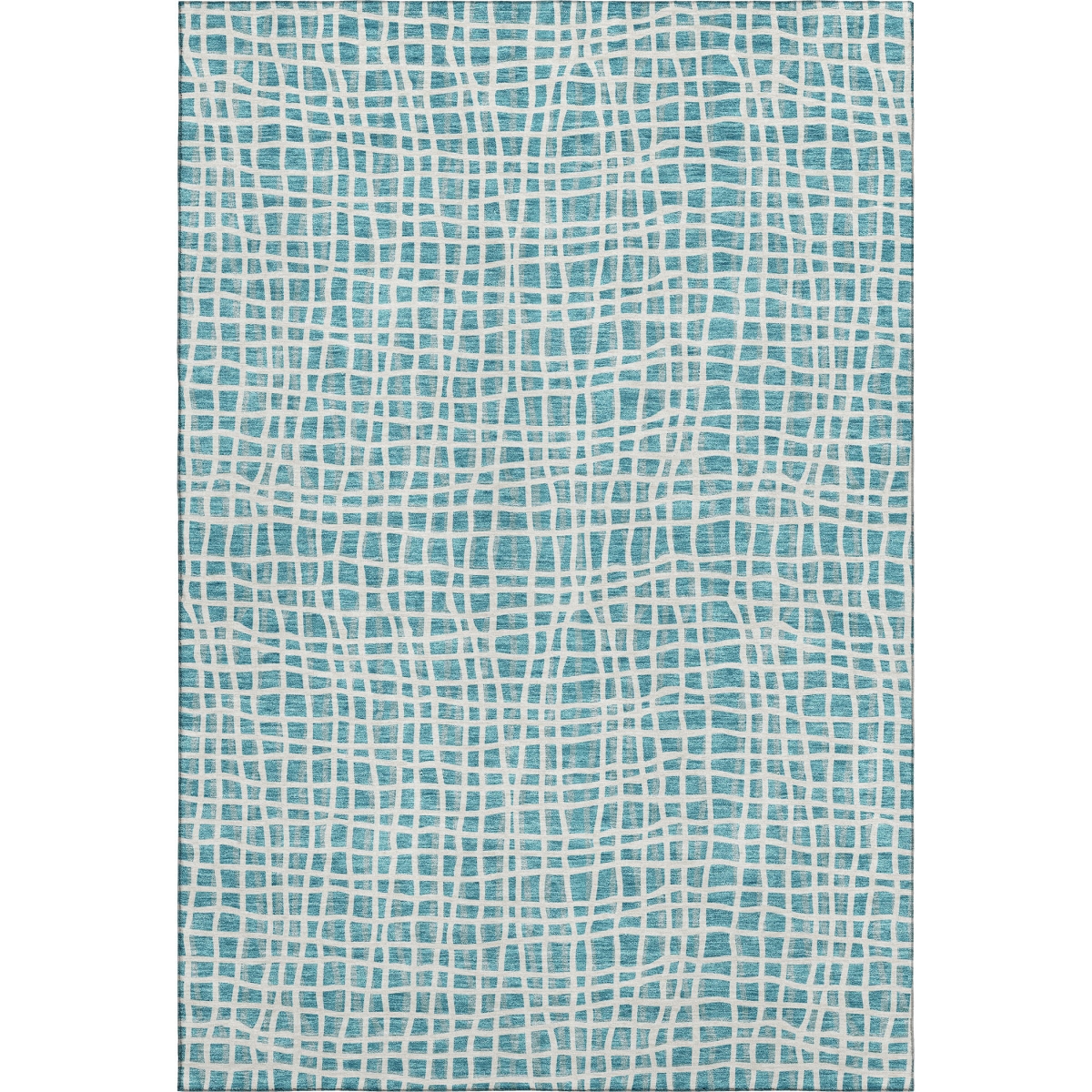 661695 10 x 14 ft. Teal & Ivory Striped Transitional Washable Machine Made Rectangle Area Rug with UV Protection