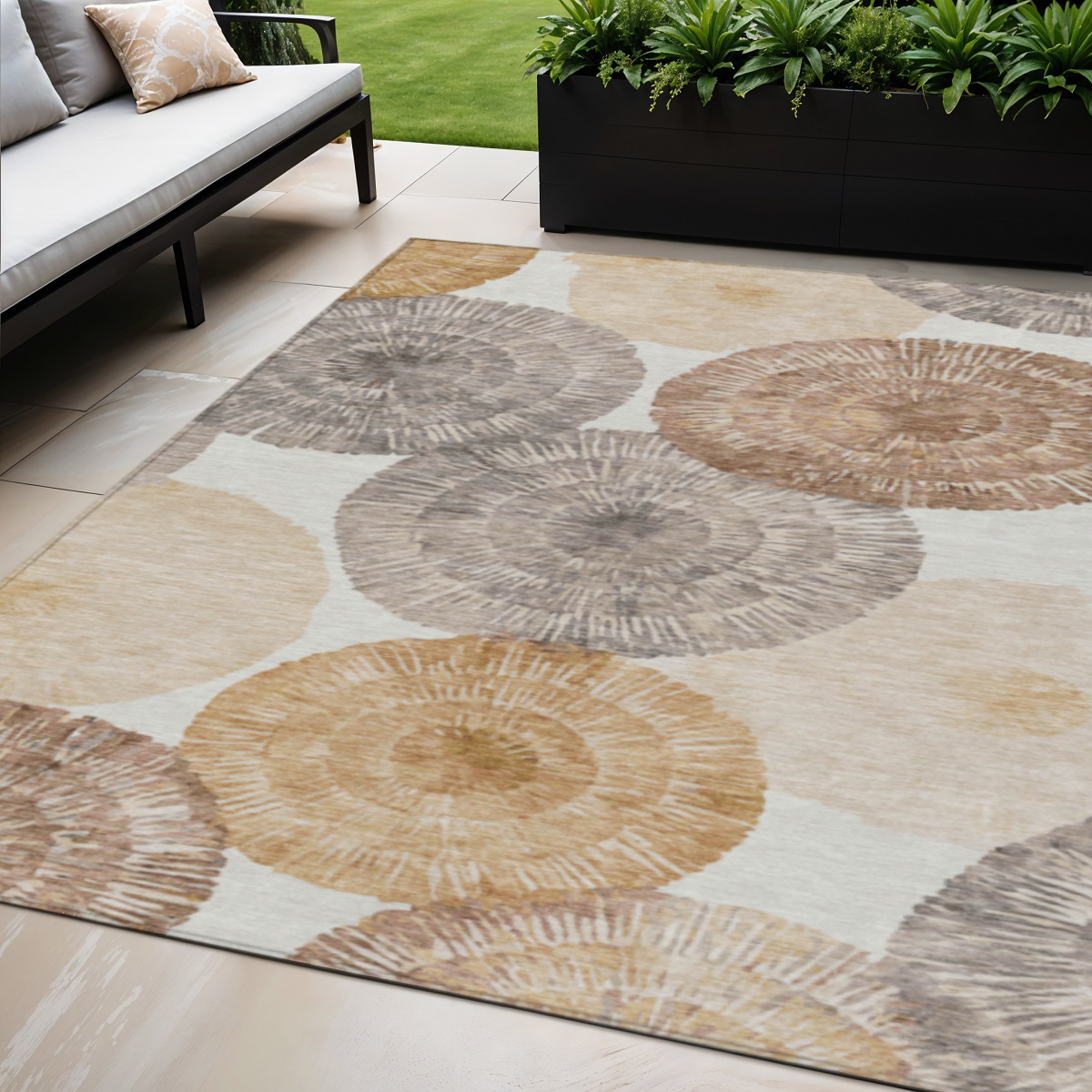 660992 5 x 8 ft. Copper, Ivory & Gray Abstract Washable Transitional Indoor & Outdoor Rectangle Area Rug