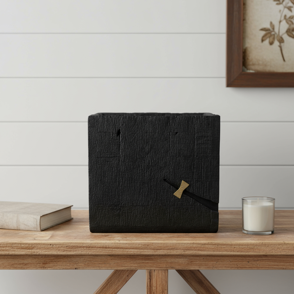 659058 20 x 20 x 20 in. Black Wood Square Pot Planter