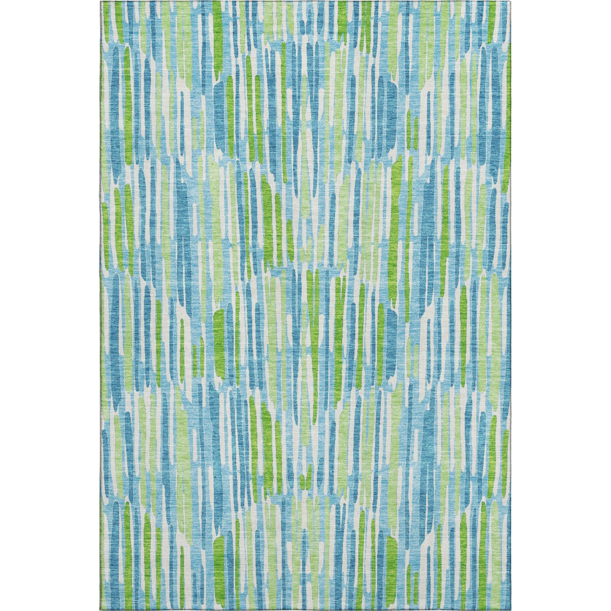 662279 5 x 8 ft. Aqua, Green & Ivory Abstract Washable Machine Made Rectangle Area Rug with UV Protection