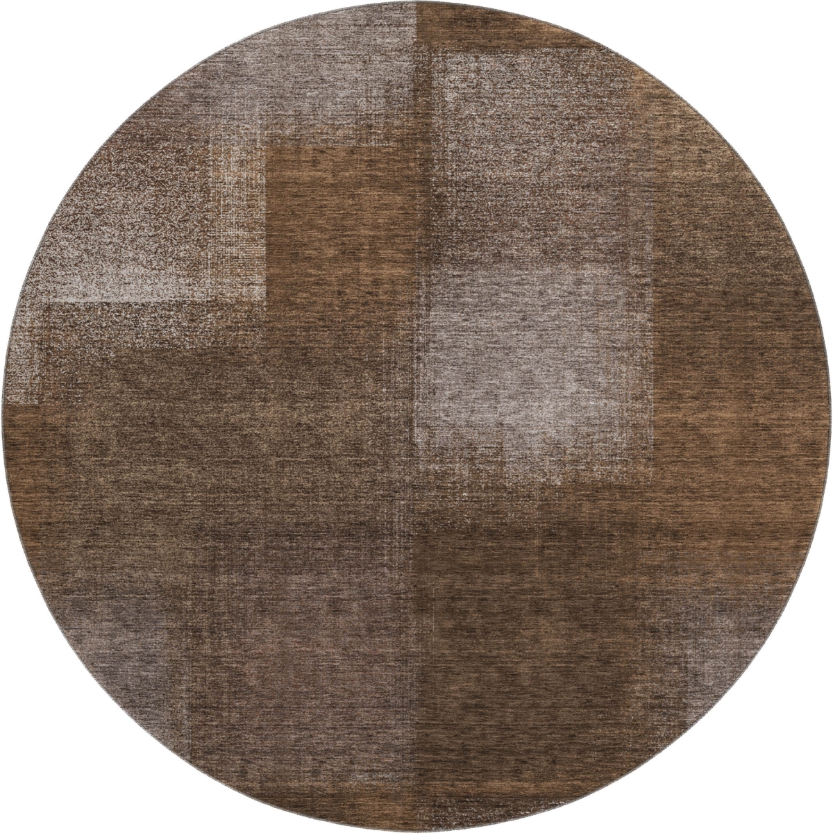662558 8 ft. Chocolate & Ivory Abstract Transitional Washable Round Area Rug with UV Protection