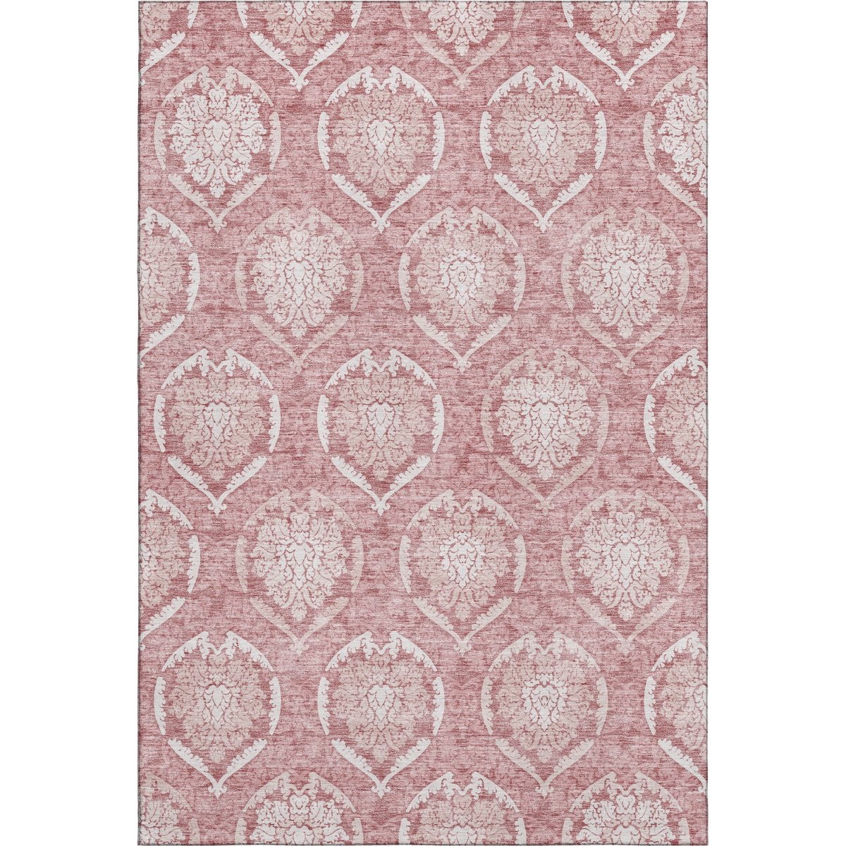 666100 9 x 12 ft. Pink & Ivory Medallion Transitional Washable Machine Made Rectangle Area Rug with UV Protection