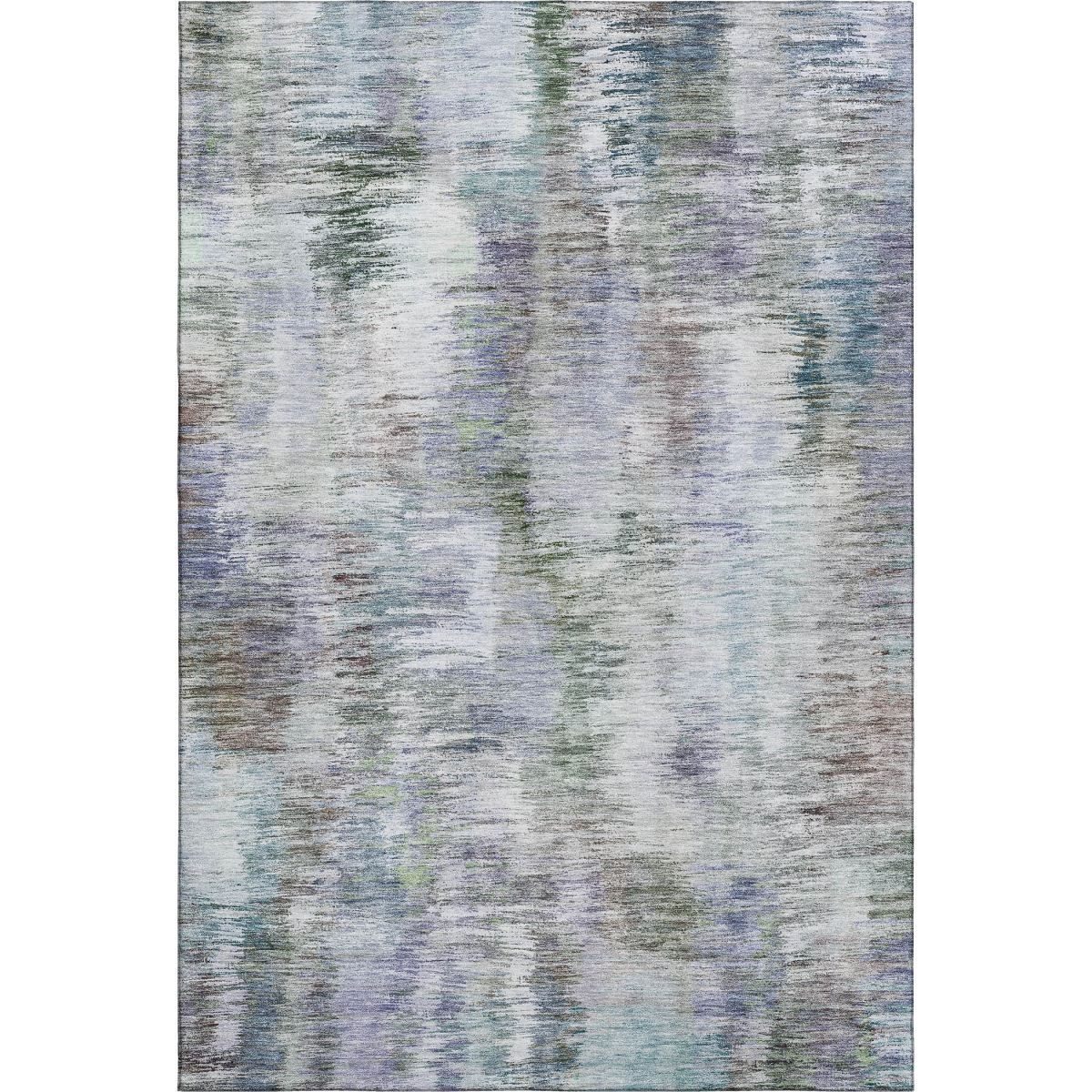 666197 10 x 14 ft. Green Purple & Gray Abstract Washable Machine Made Rectangle Area Rug with UV Protection