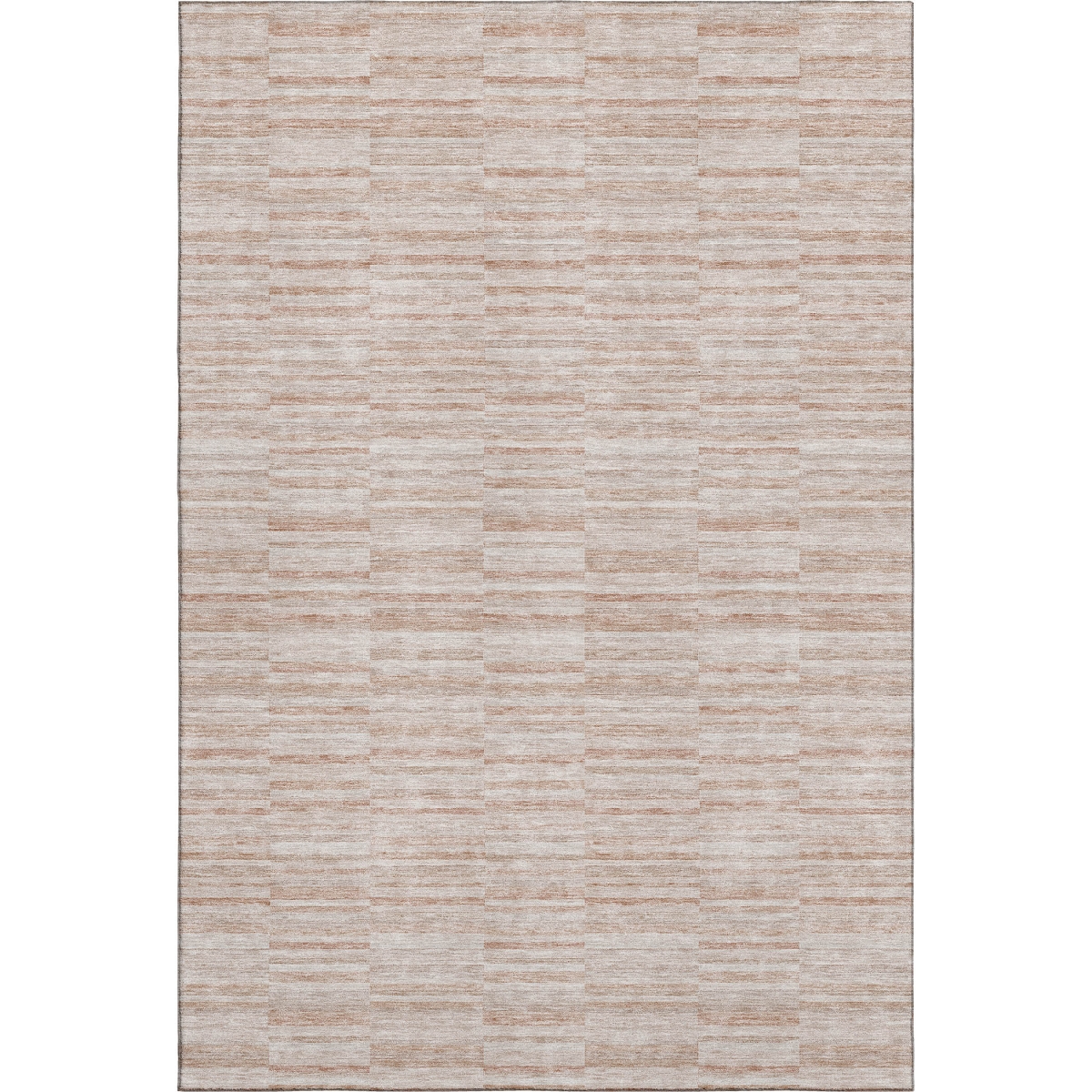 666342 8 x 10 ft. Salmon & Beige Striped Transitional Washable Machine Made Rectangle Area Rug with UV Protection