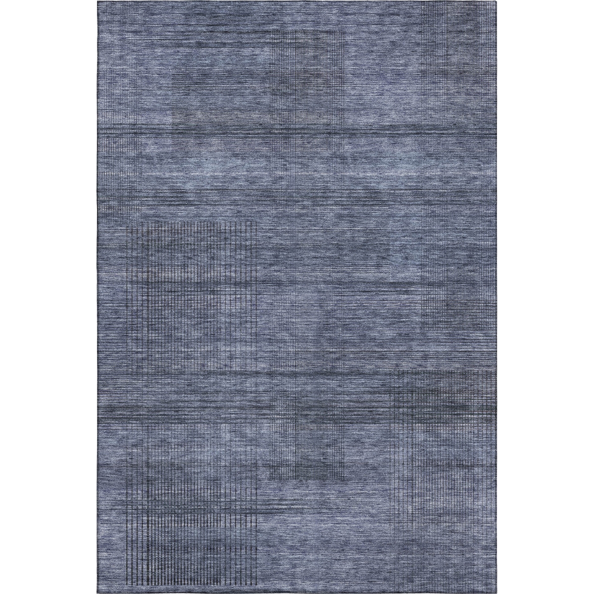 666481 9 x 12 ft. Navy Blue & Gray Striped Transitional Washable Machine Made Rectangle Area Rug with UV Protection