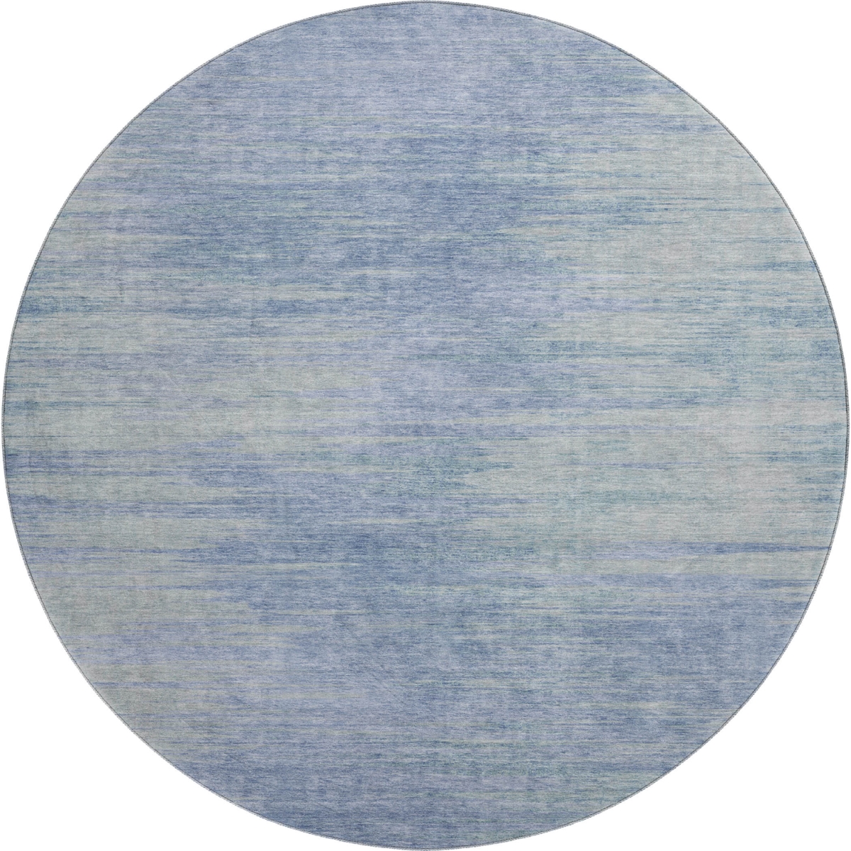 665564 8 ft. Denim Blue & Ivory Abstract Transitional Washable Round Area Rug with UV Protection