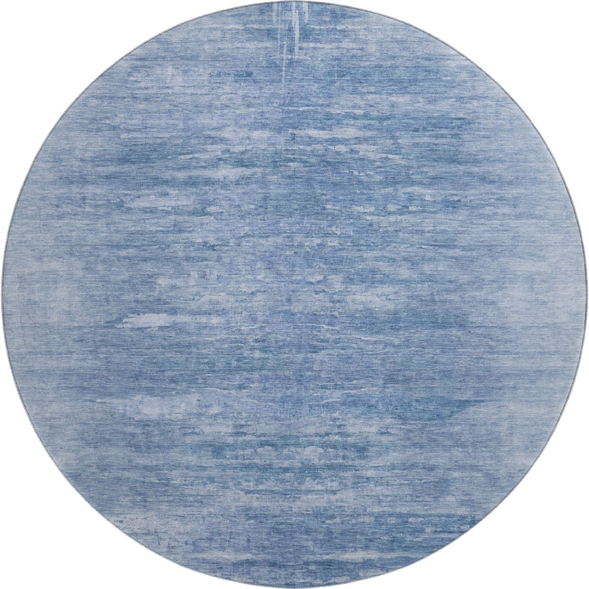 665990 8 ft. Blue & Ivory Abstract Transitional Washable Round Area Rug with UV Protection