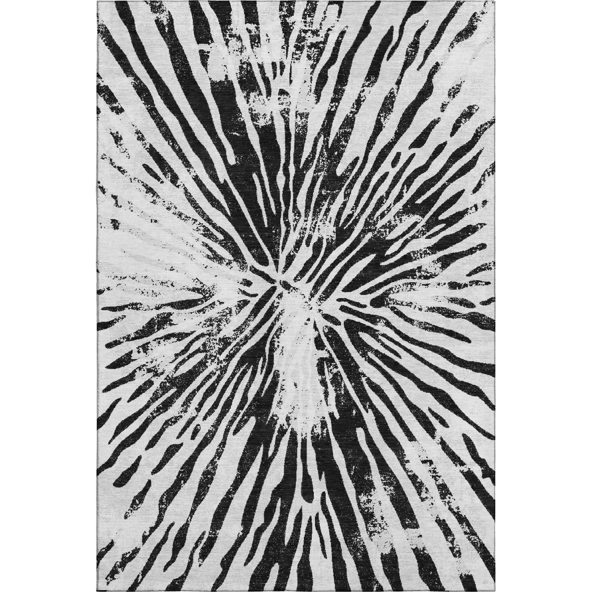 666390 8 x 10 ft. Ivory & Black Zebra Print Washable Machine Made Rectangle Area Rug with UV Protection